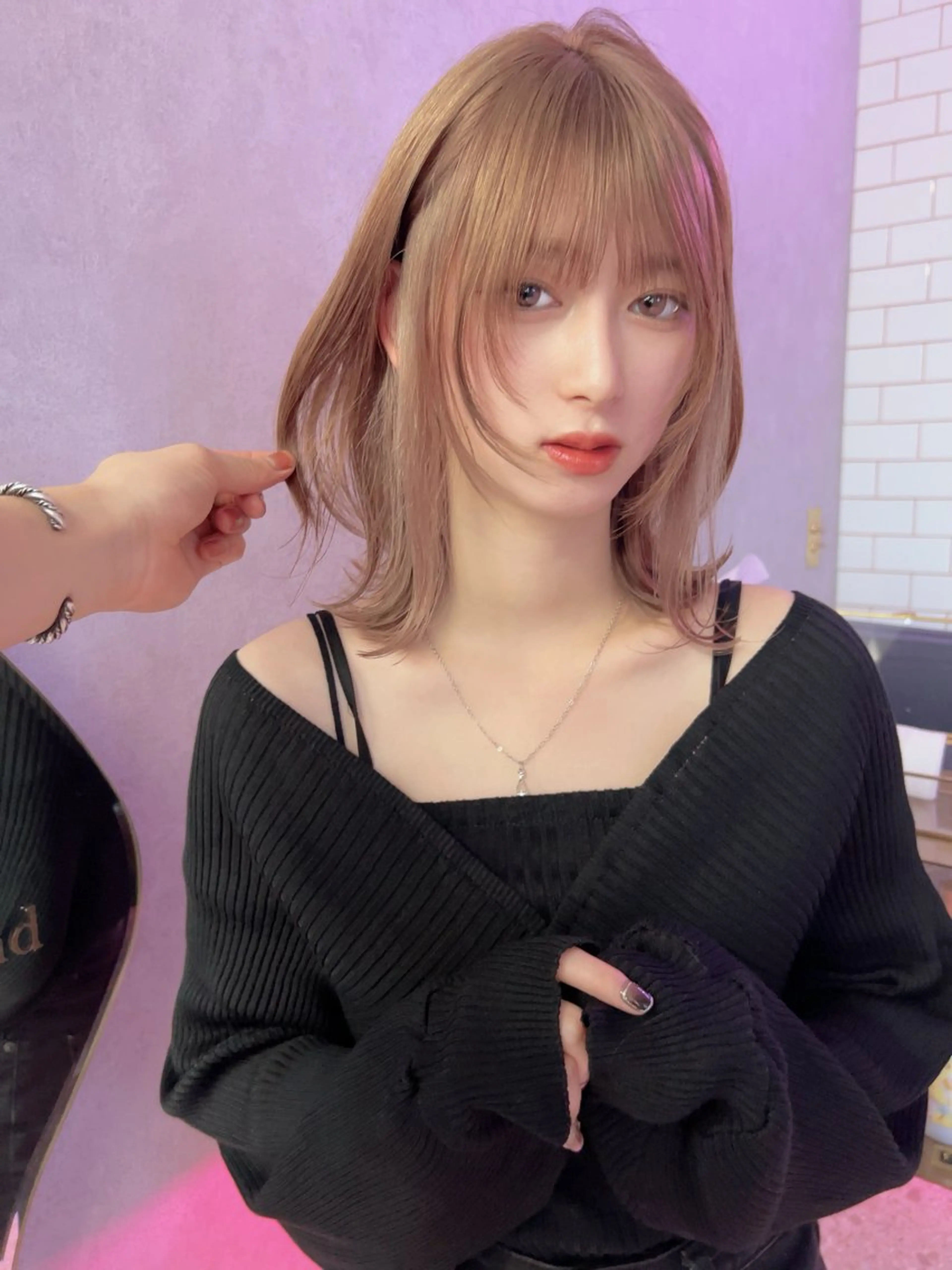 ミディアム ヘアカラー トリートメント ハイトーンヘア れおん🌙のヘアスタイル