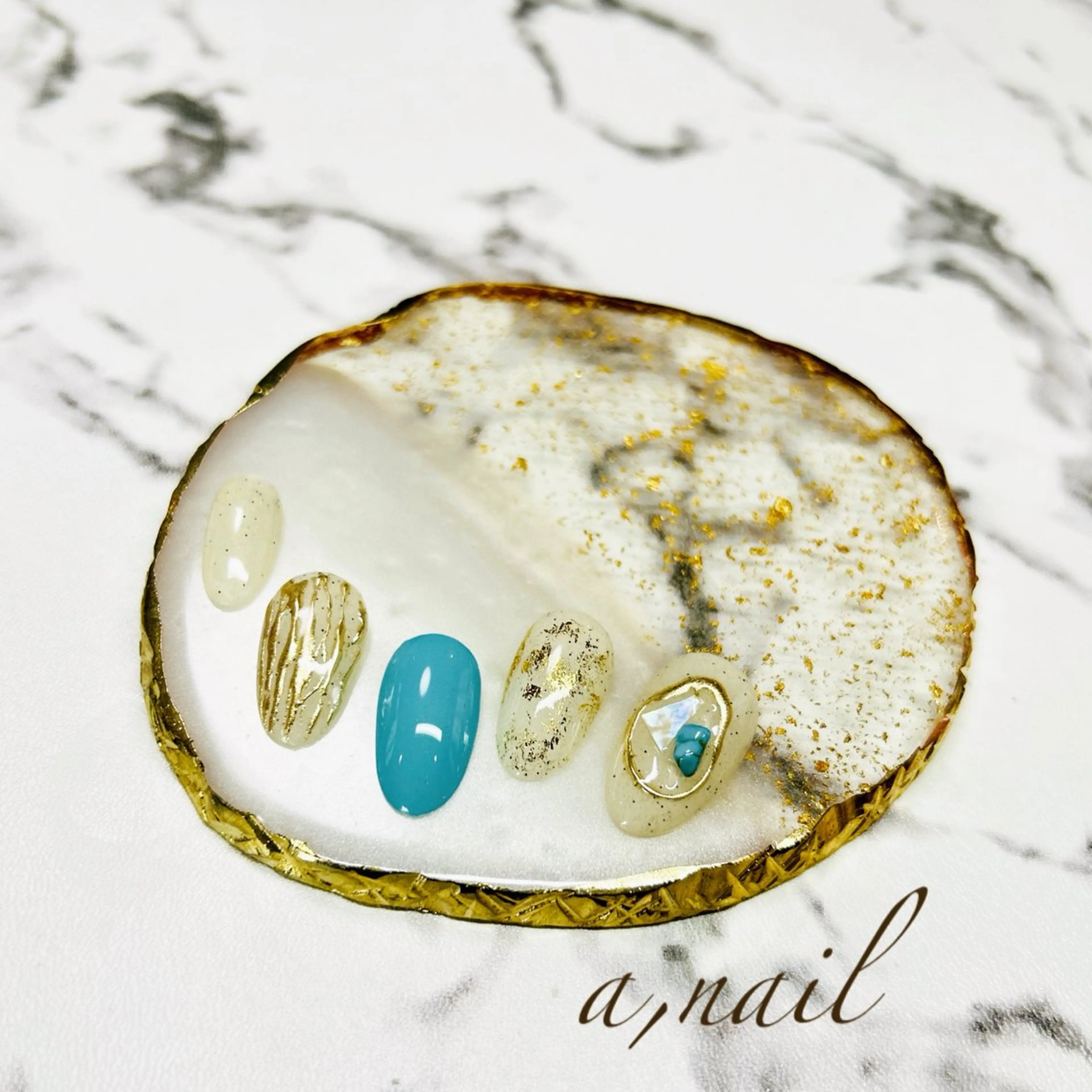 ネイル ジェルネイル ミラーネイル 夏ネイル ハンドネイル ネイルサロン エーネイルのネイルデザイン