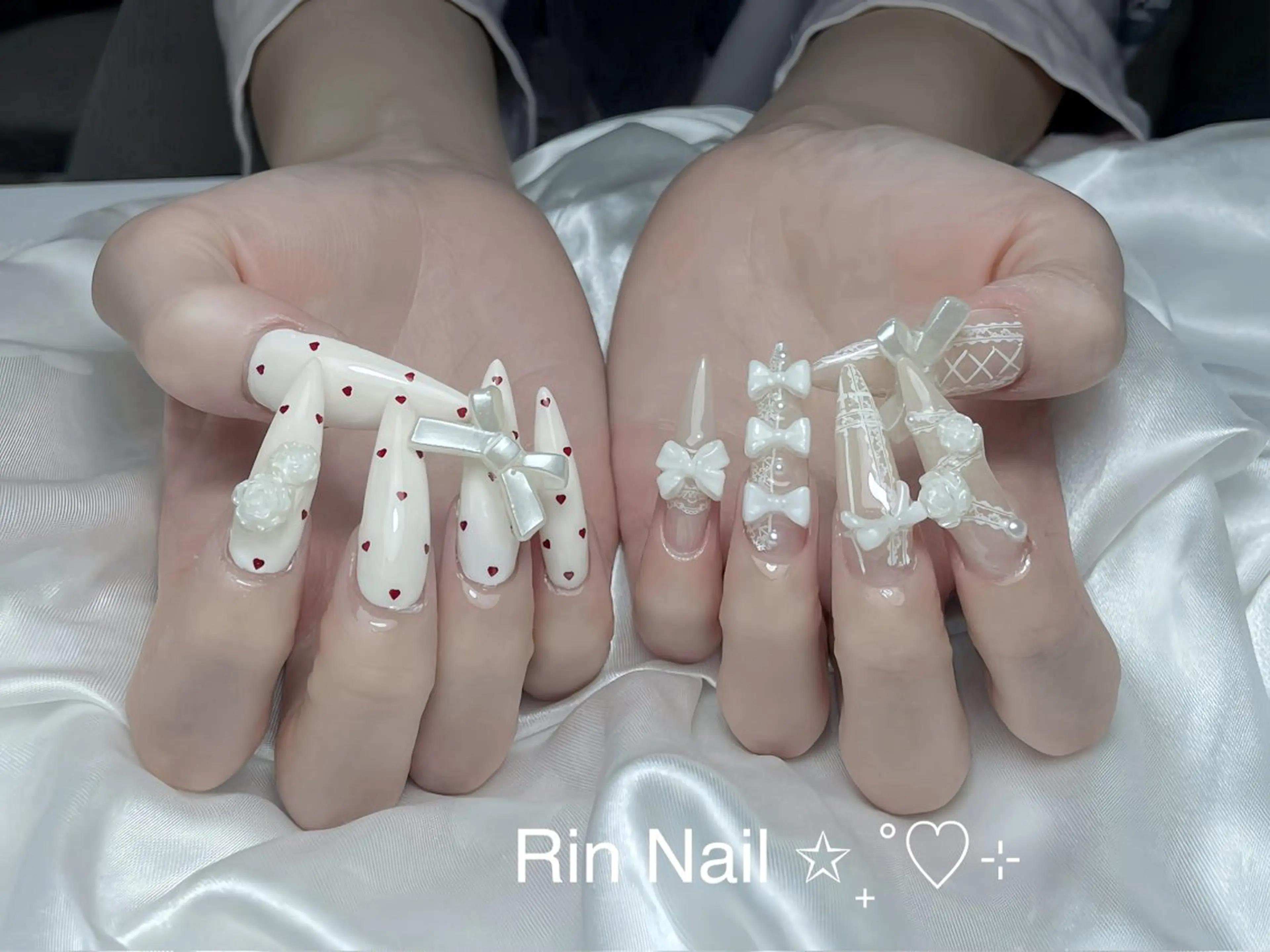 ネイル アートネイル 成人式 ロングネイル ニュアンスネイル スカルプネイル ハンドネイル Rin Nail 新大久保店のネイルデザイン