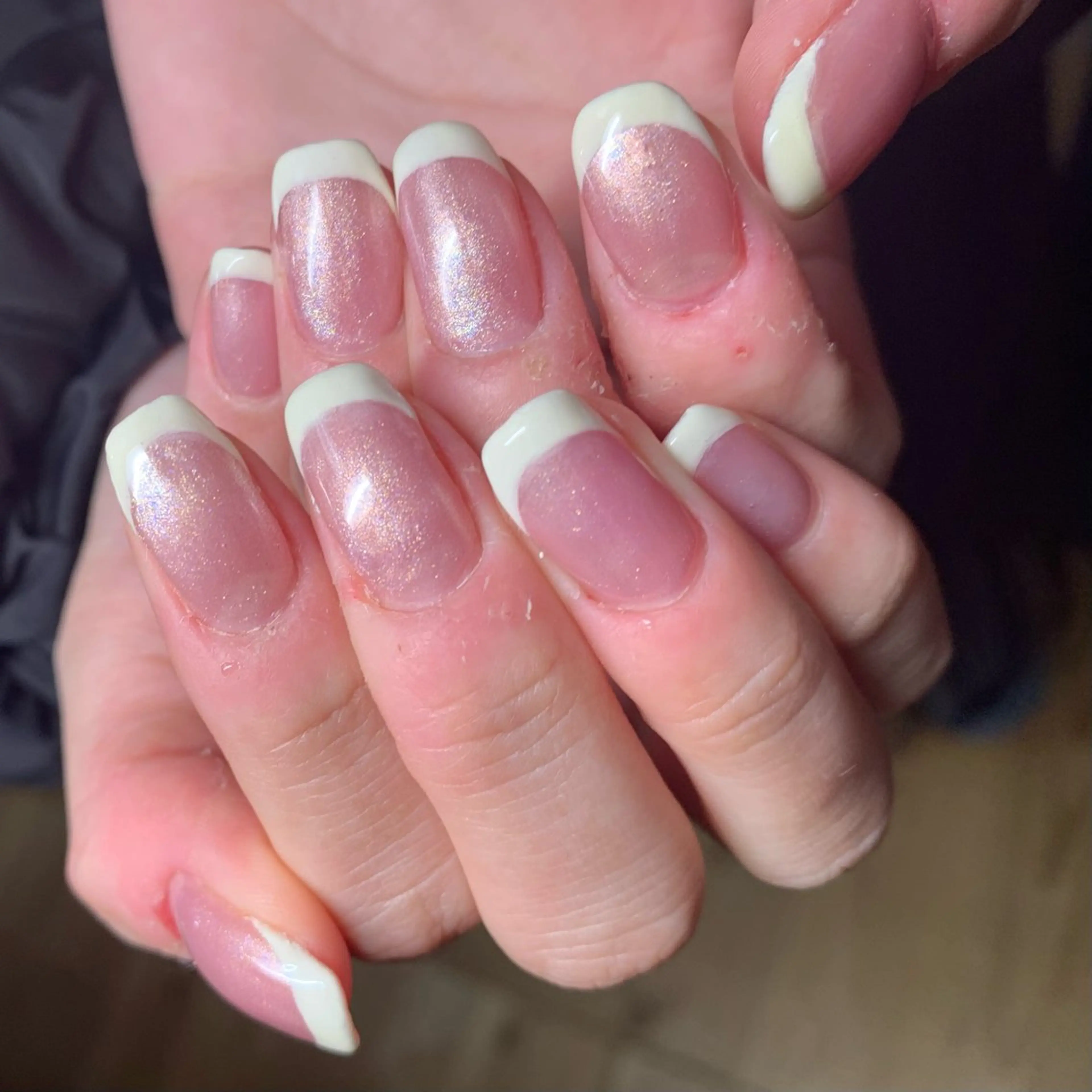 ネイル フレンチネイル ラメ(グリッター) ピンク R nailのネイルデザイン