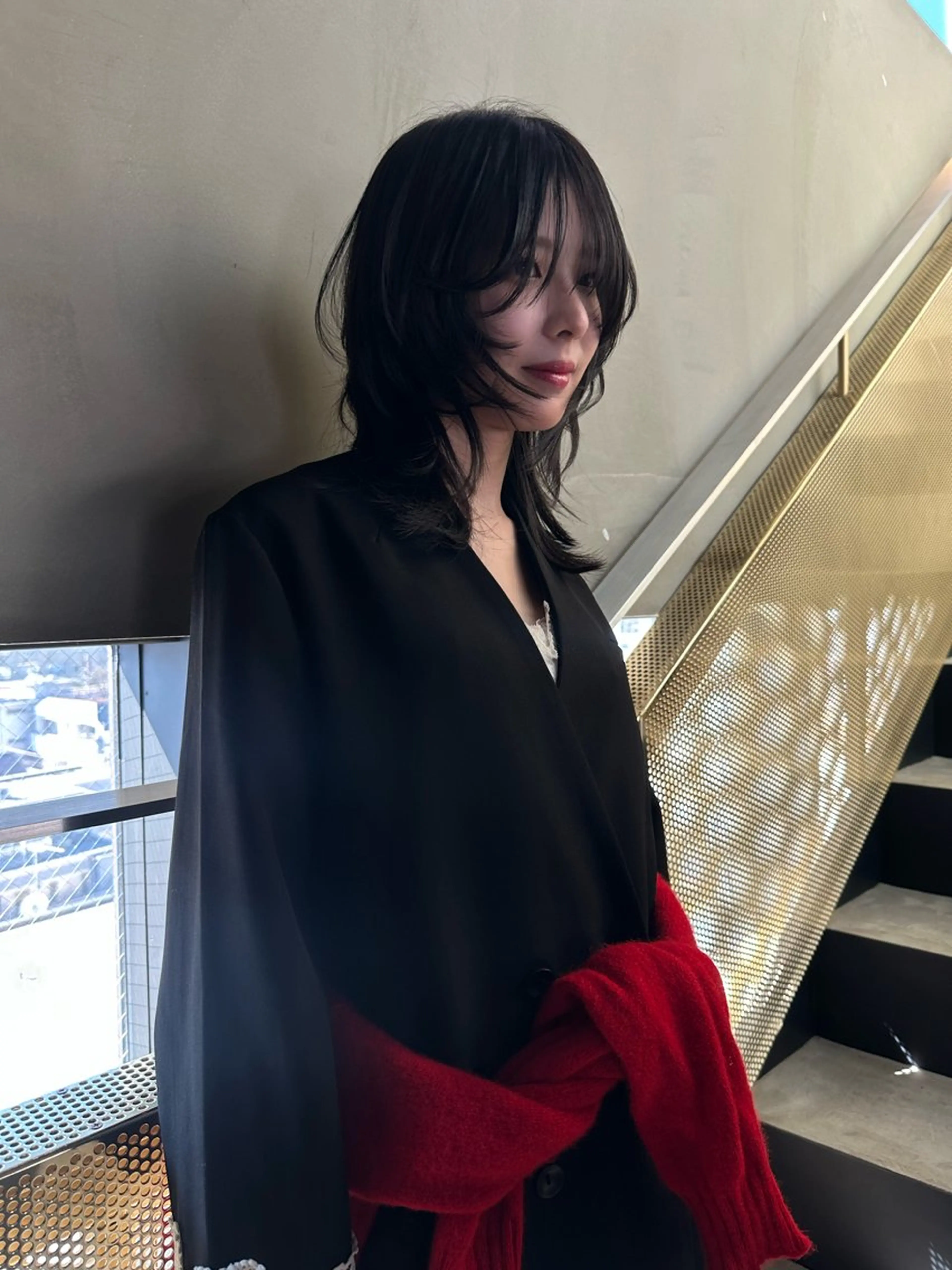 ミディアム ハイレイヤー レイヤーカット カット 羽柴 優杏のヘアスタイル