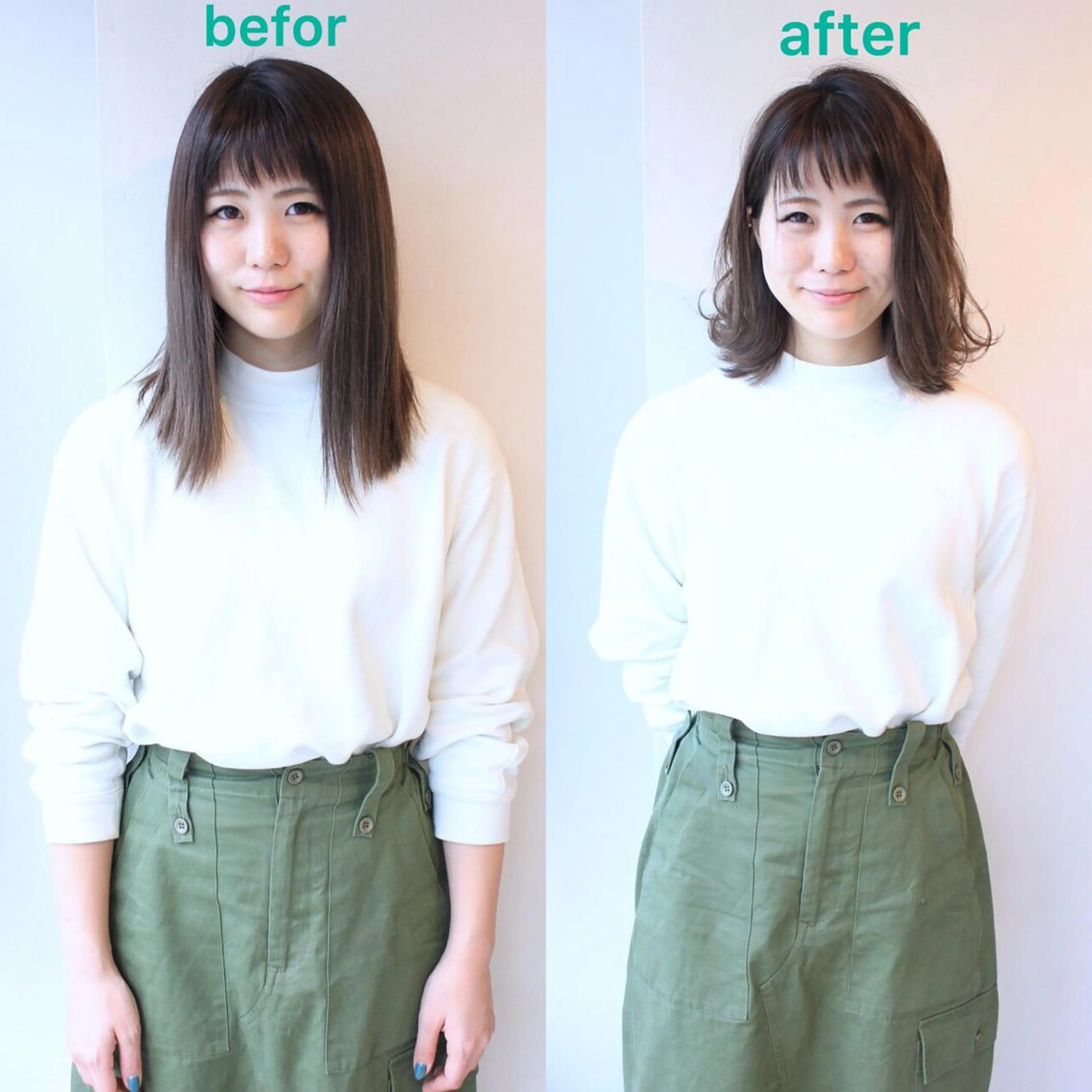 ミディアム 河野 薫のヘアスタイル