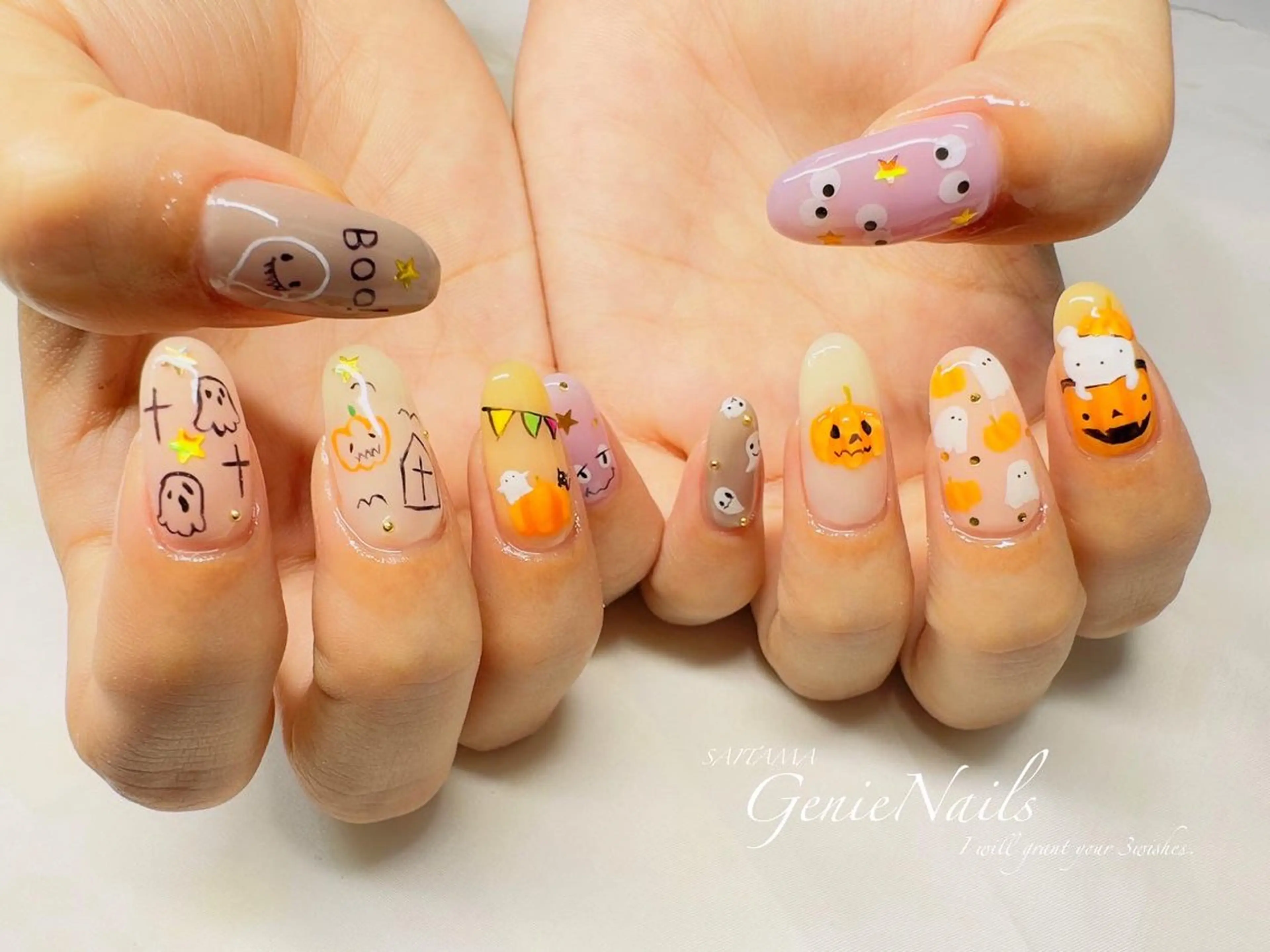 メンズ ネイル ハロウィン アートネイル フットネイル ハロウィン メンズネイル Genie Nailsのネイルデザイン