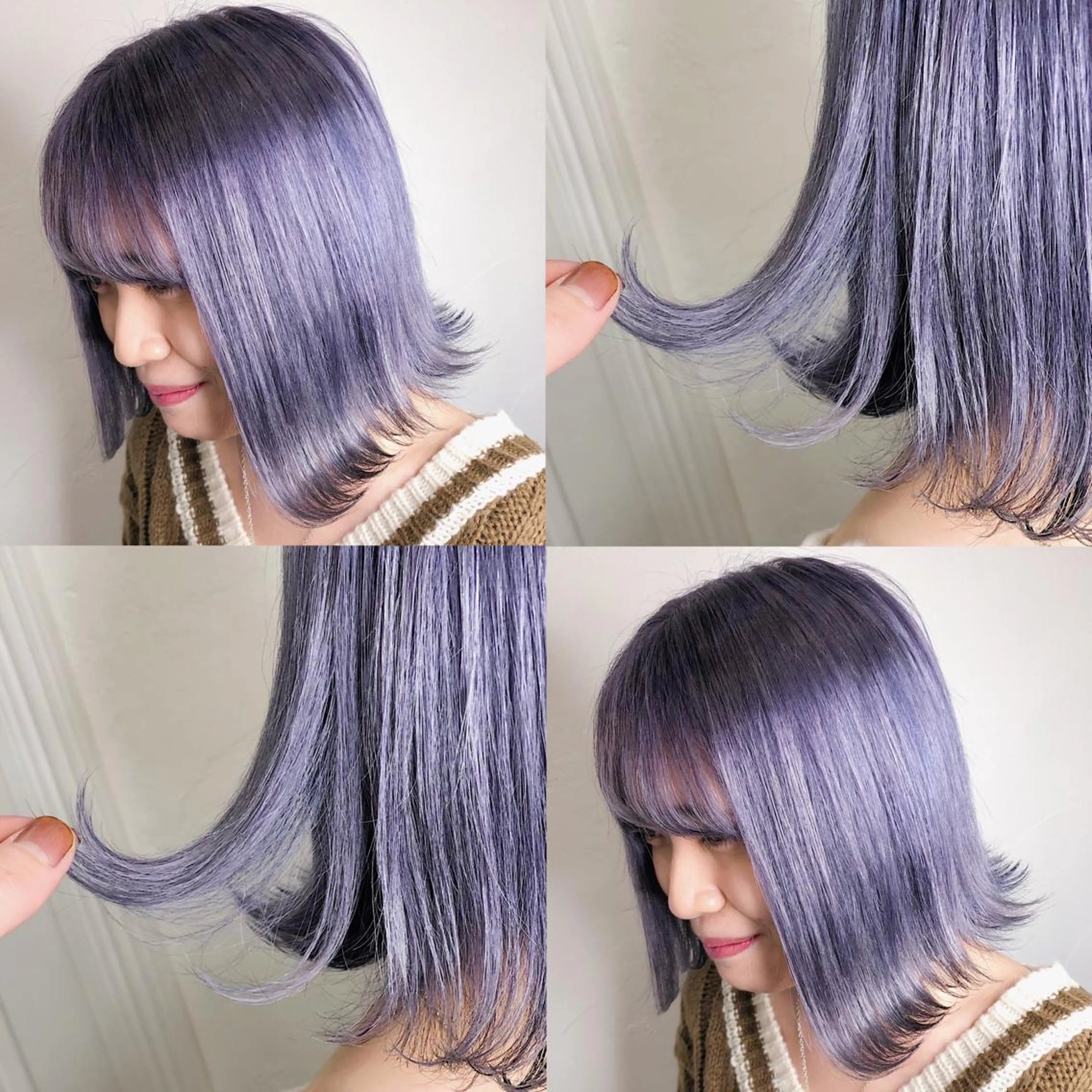 ショート カラー ヘアアレンジ メンズ キッズ グレージュ ラベンダーカラー ラベンダーグレージュ ラベンダーグレー ヘアカラー トリートメント 💟Chloe原宿店 🩶ハイトーンのヘアスタイル