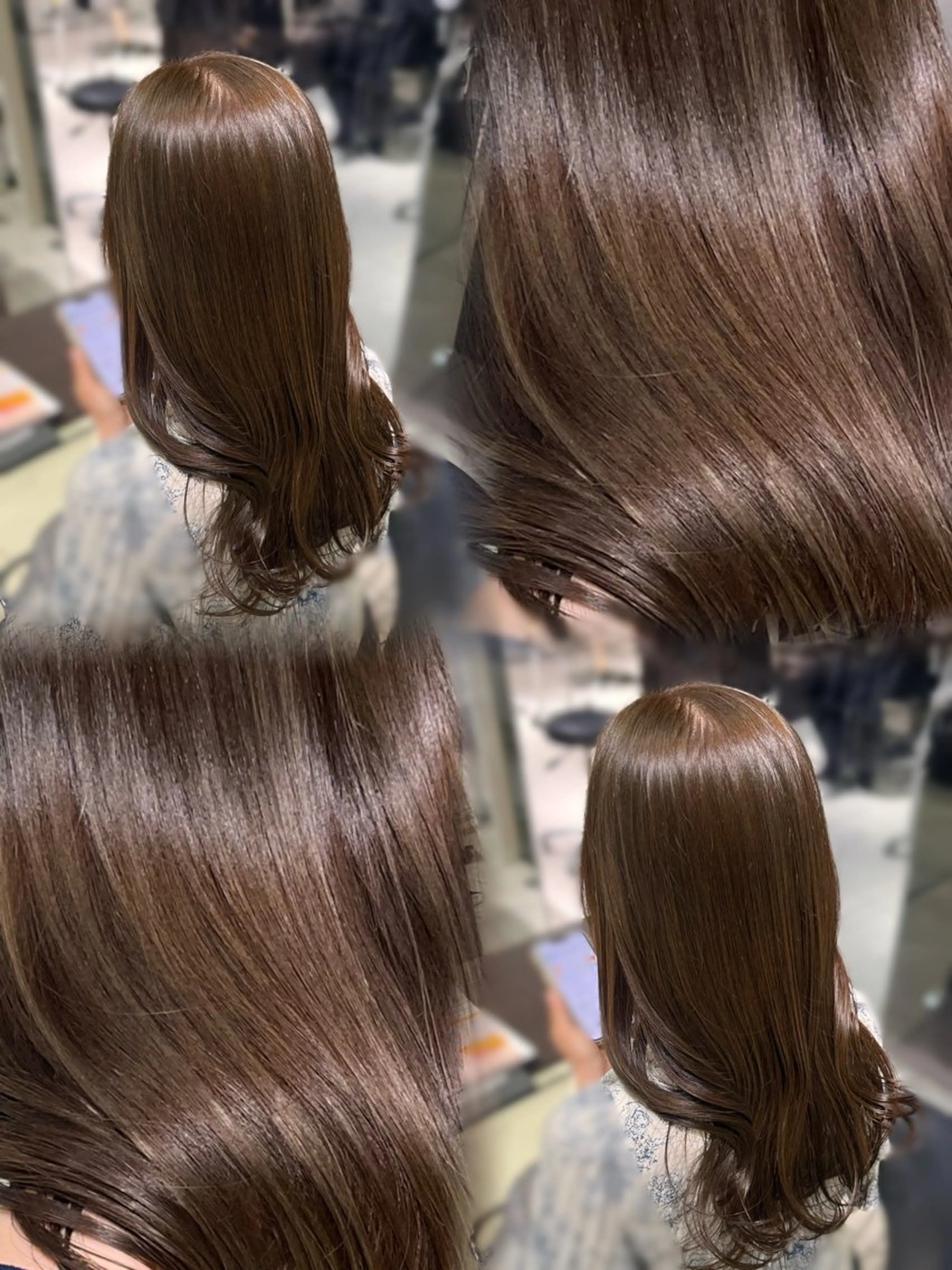 セミロング ヘアカラー レイヤー×艶髪🤎. 𝜗𝜚hitomiのヘアスタイル