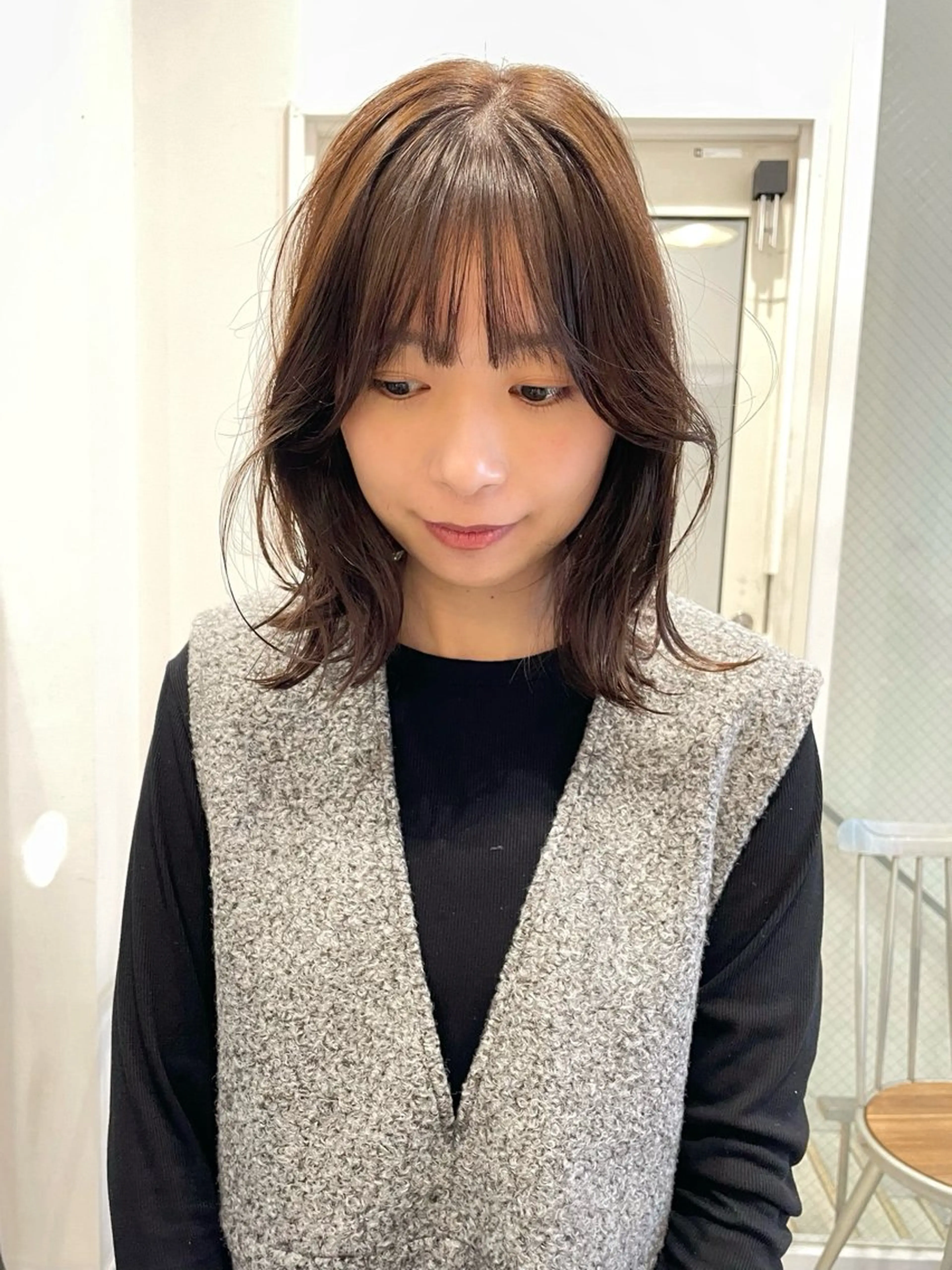 ミディアム カット ヘアカラー トリートメント KAZU keshiki大名のヘアスタイル