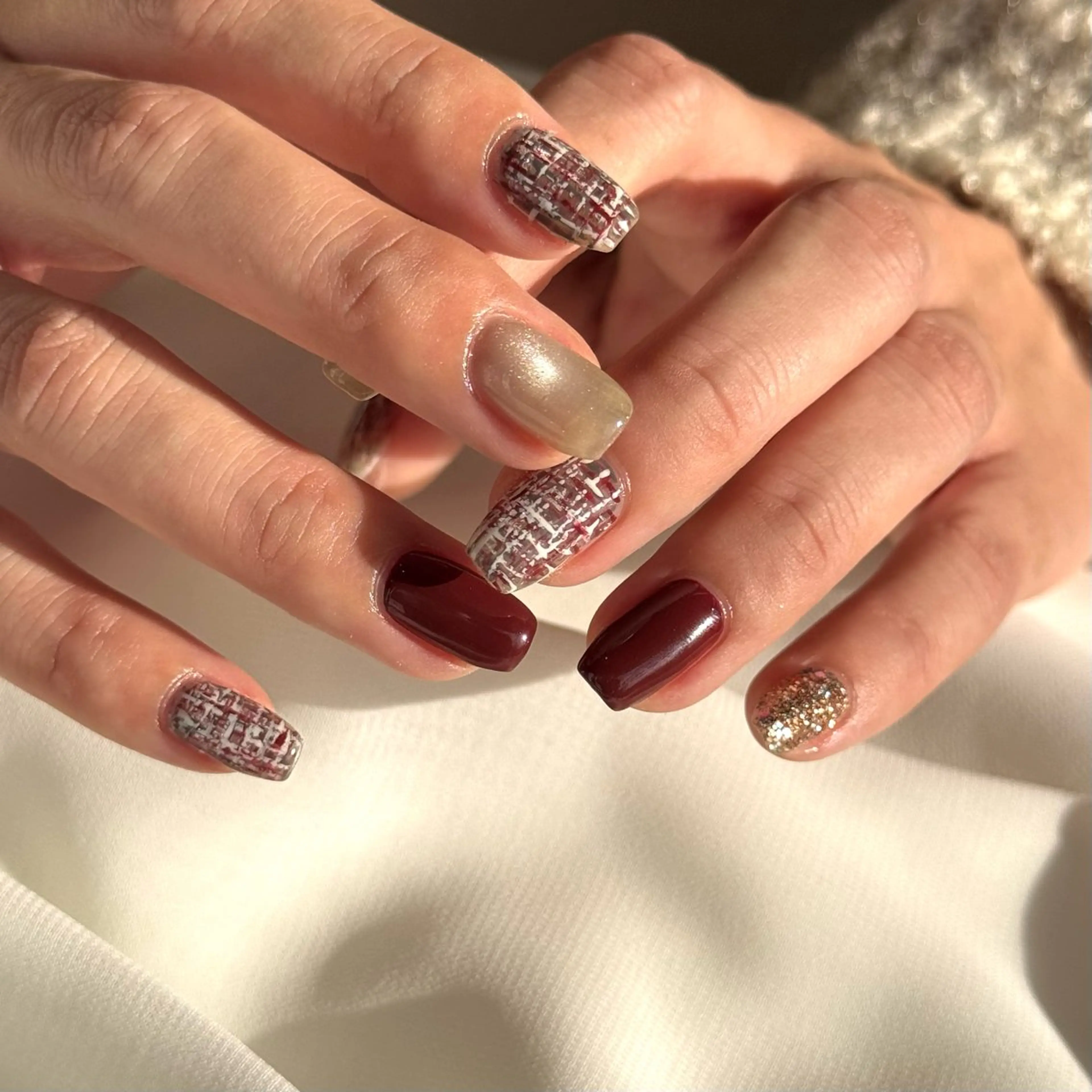 ネイル ツイードネイル ハンドネイル HARUKA ネイリスト福岡/薬院のネイルデザイン