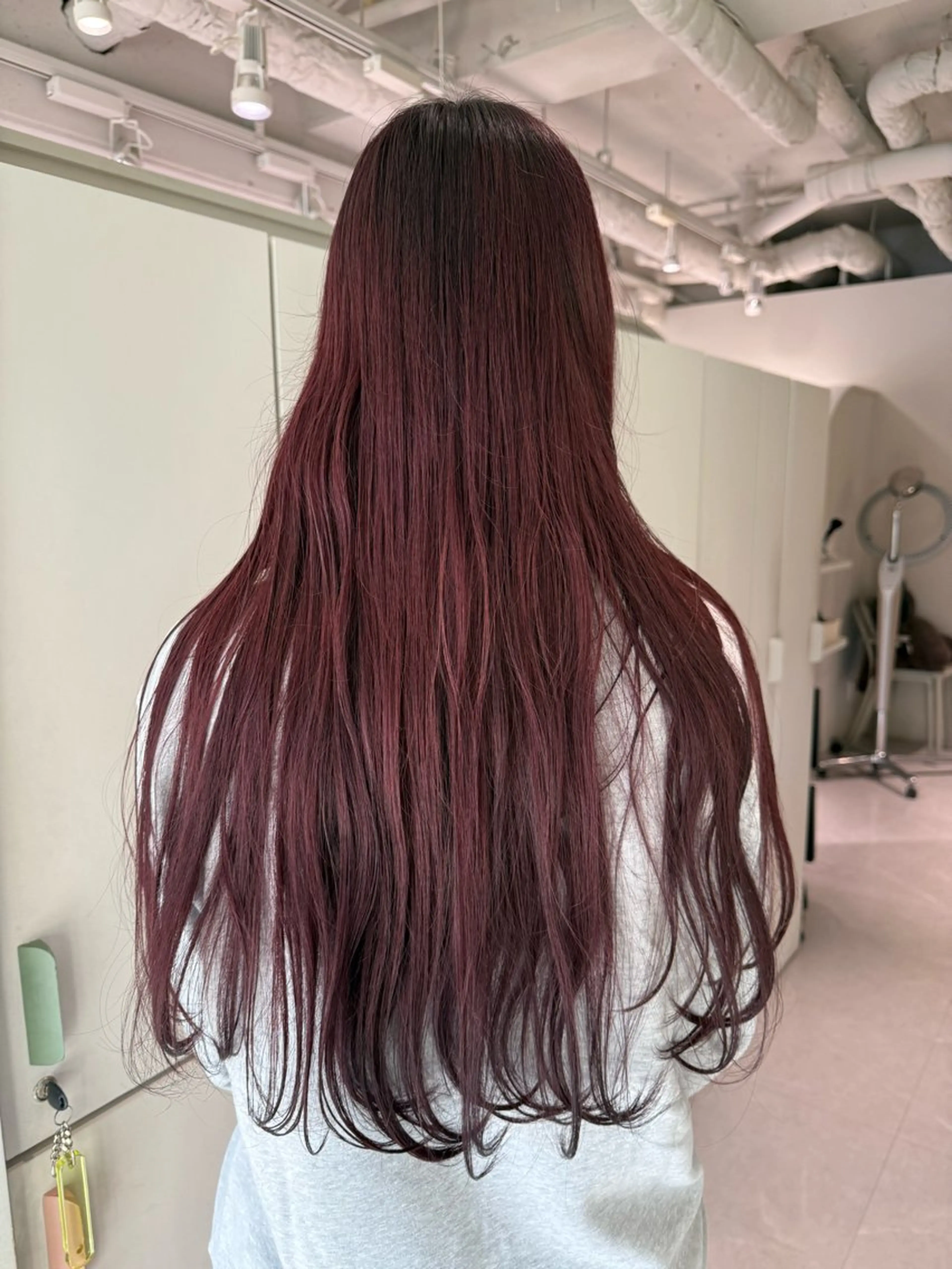 ロング カラー ブリーチ ブリーチなしカラー ピンクカラー ピンクパープル パープルカラー ヘアカラー レイヤーカット/暖色 /ボブ/髪質改善/翠のヘアスタイル