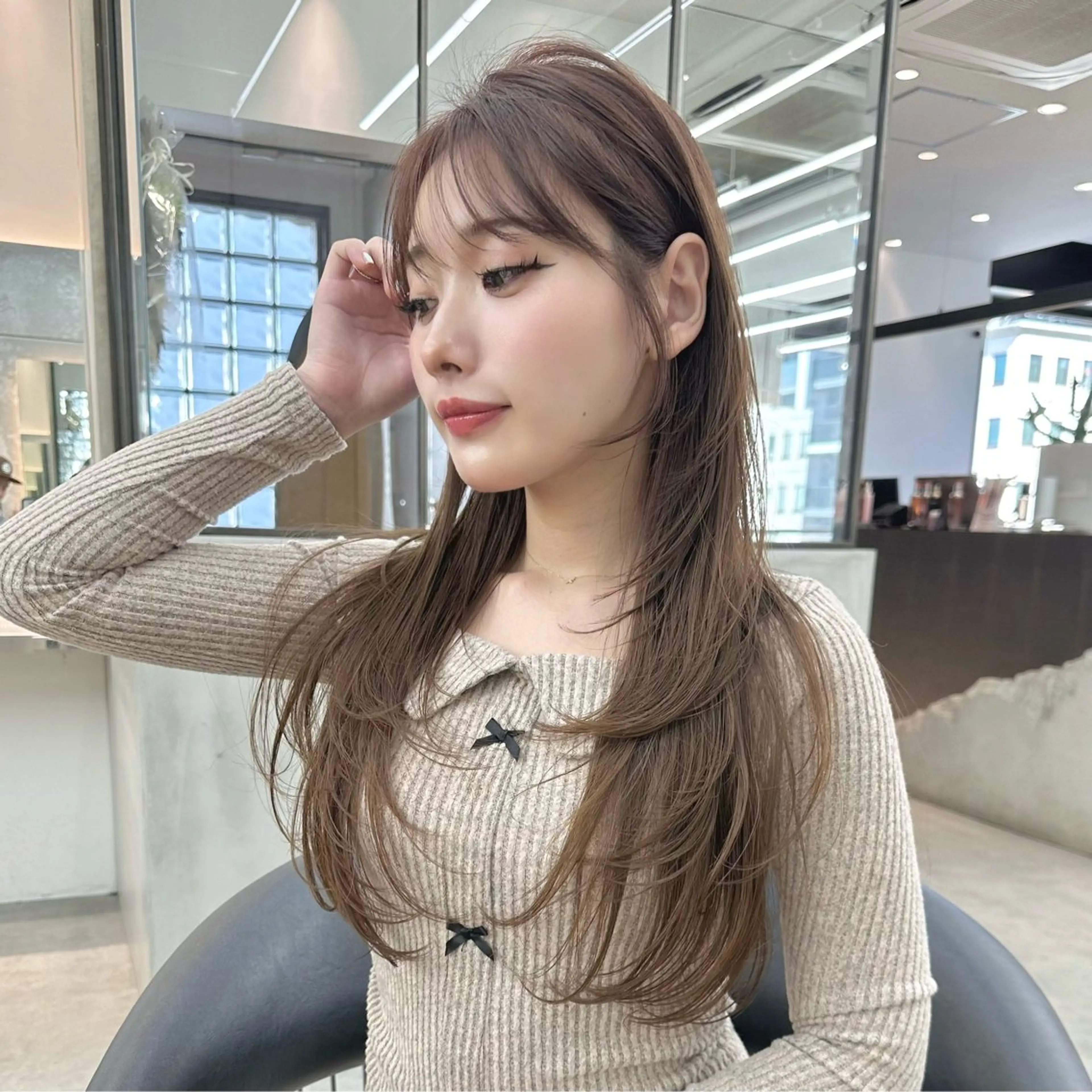 ロング カラー カット ヘアカラー トリートメント 縮毛/レイヤー 韓国/橋口のヘアスタイル