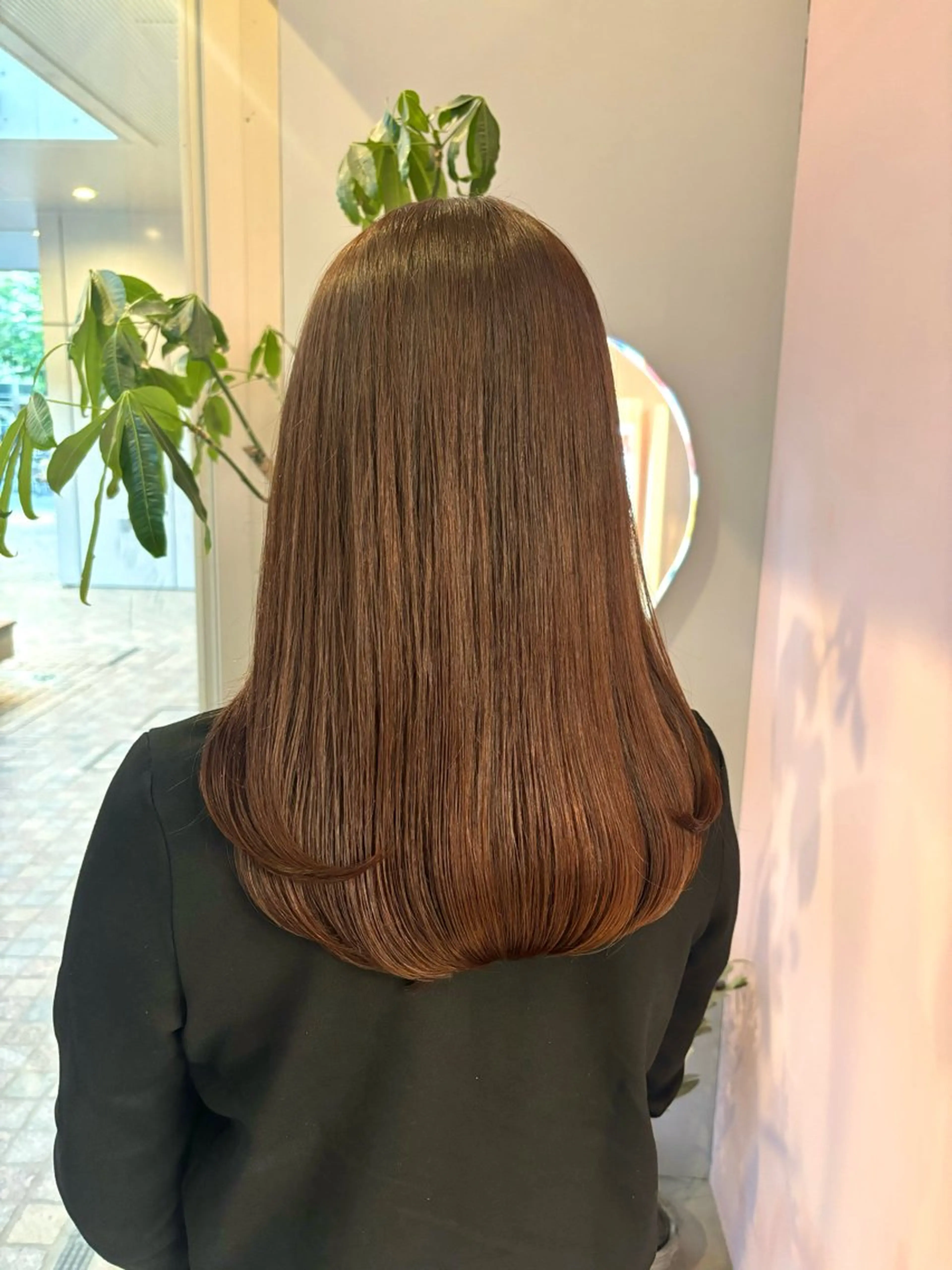 セミロング 縮毛矯正 レイヤーカット 韓国風/yukinoのヘアスタイル