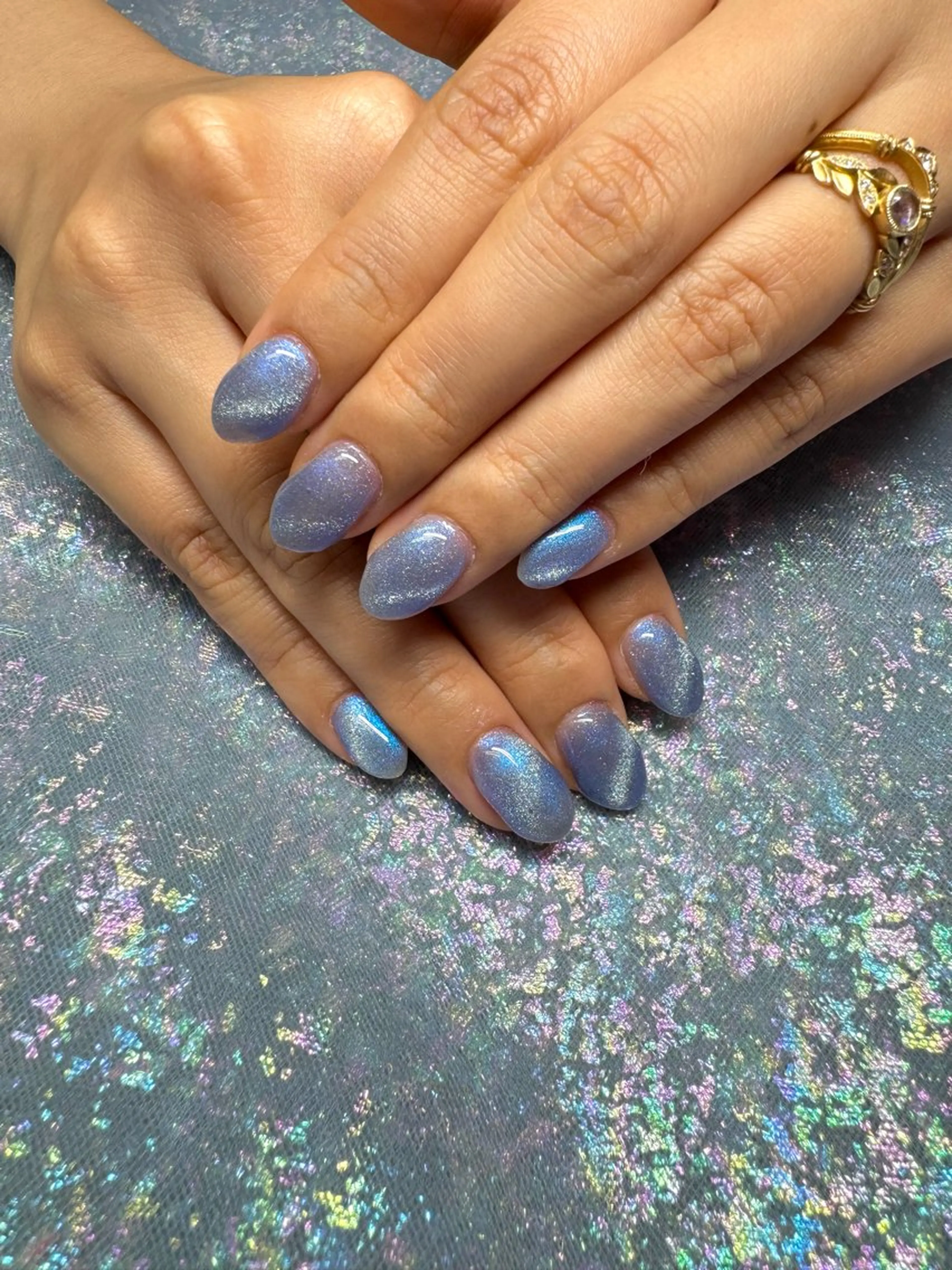 ネイル 水色 マグネットネイル nail spaß所属・WAKALU .のネイルデザイン