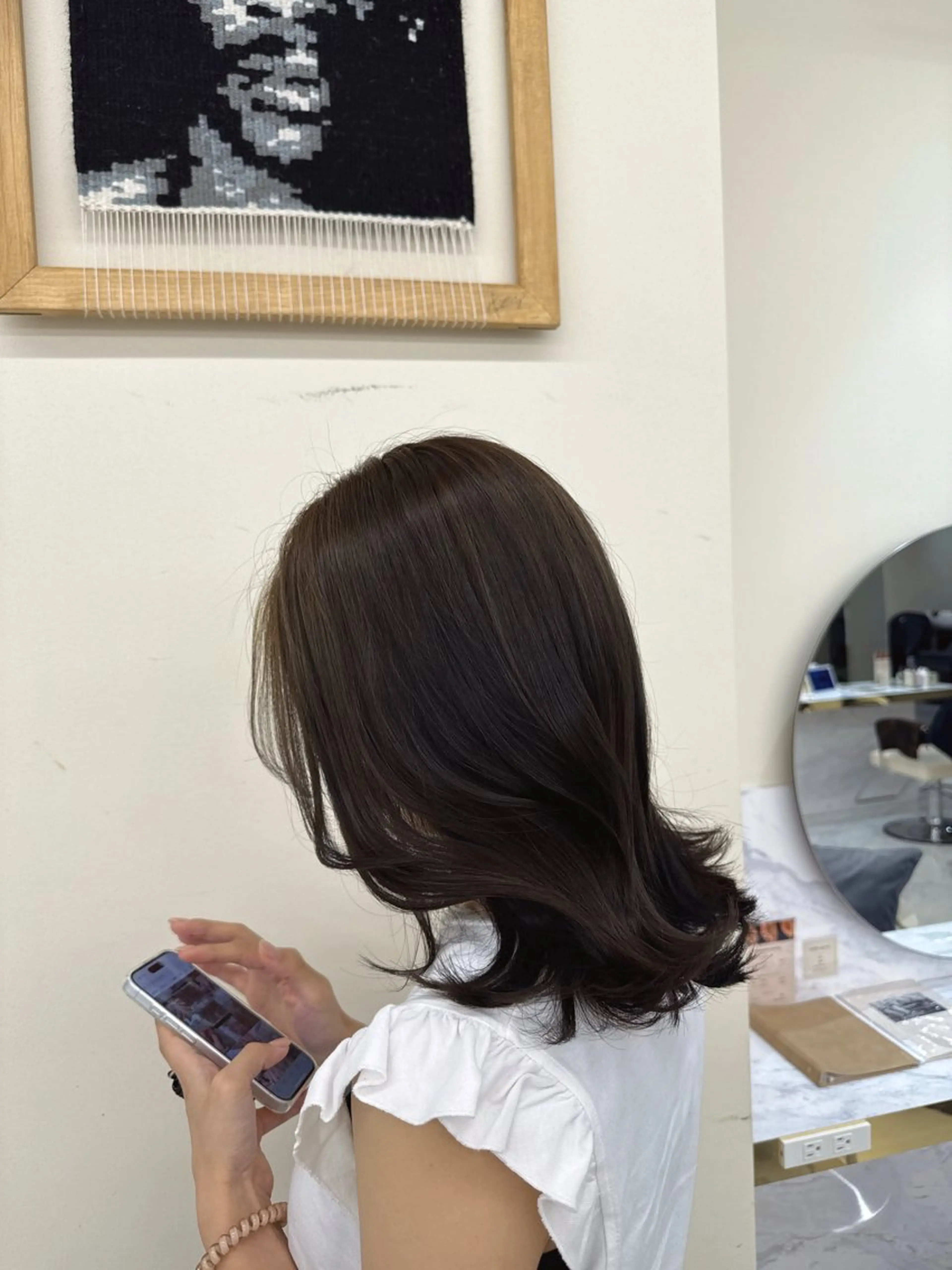 セミロング カラー ヘアアレンジ 透明感カラー グレージュ オリーブグレージュ オリーブグレー ヘアカラー 韓国ヘア🇰🇷艶 カラー/sakuraのヘアスタイル