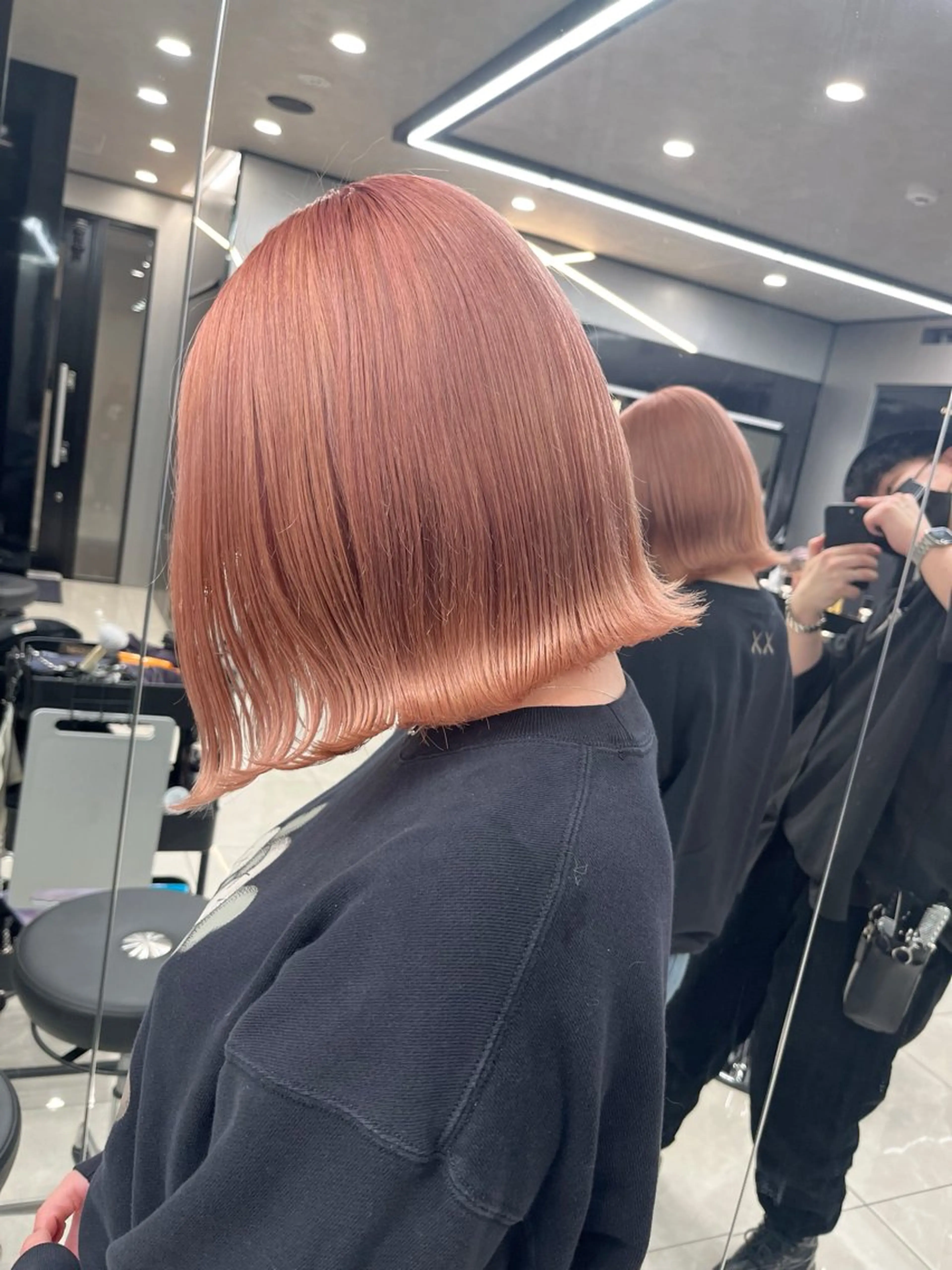 ミディアム カラー ベージュカラー ブリーチ ハイライトカラー ピンクカラー ピンクベージュ hair salon Ranun髪質改善のヘアスタイル