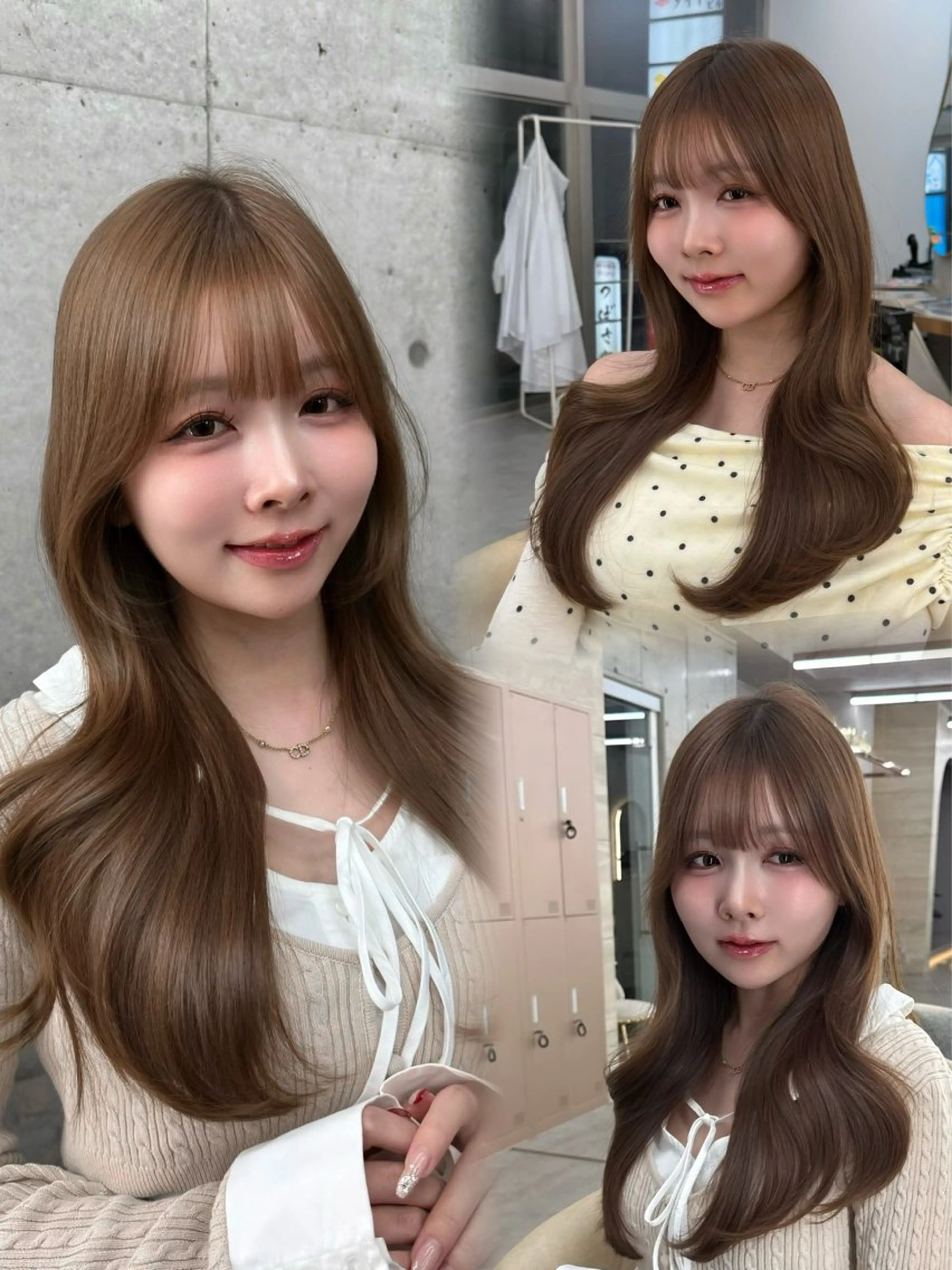 セミロング カラー カット ヘアカラー トリートメント 髪質改善|透明 感カラー🩵レイヤーのヘアスタイル