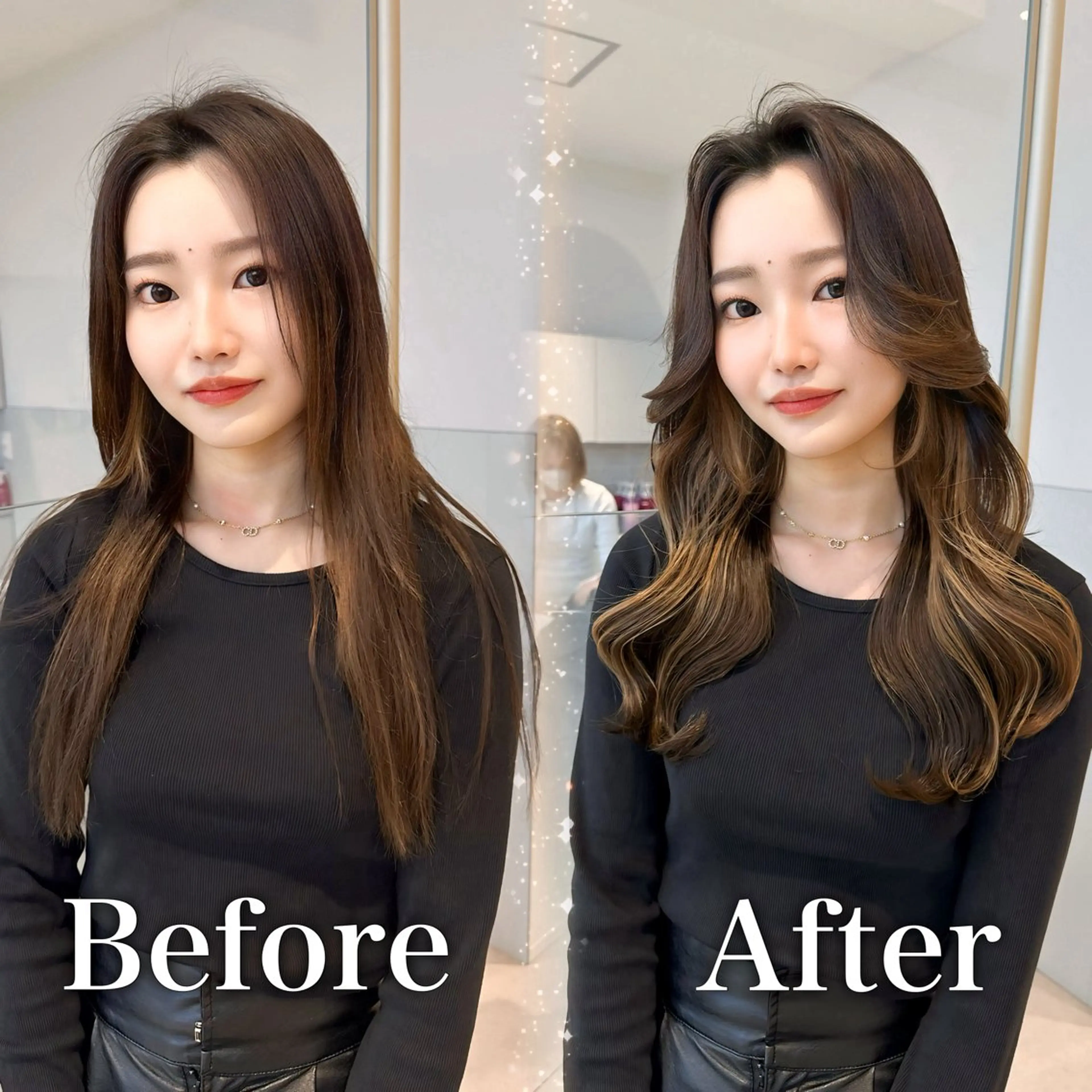 セミロング カラー 韓国風ヘア レイヤーカット カット ヘアカラー トリートメント 顔周り特化/韓国ヘア /レイヤー/吉野幸大のヘアスタイル