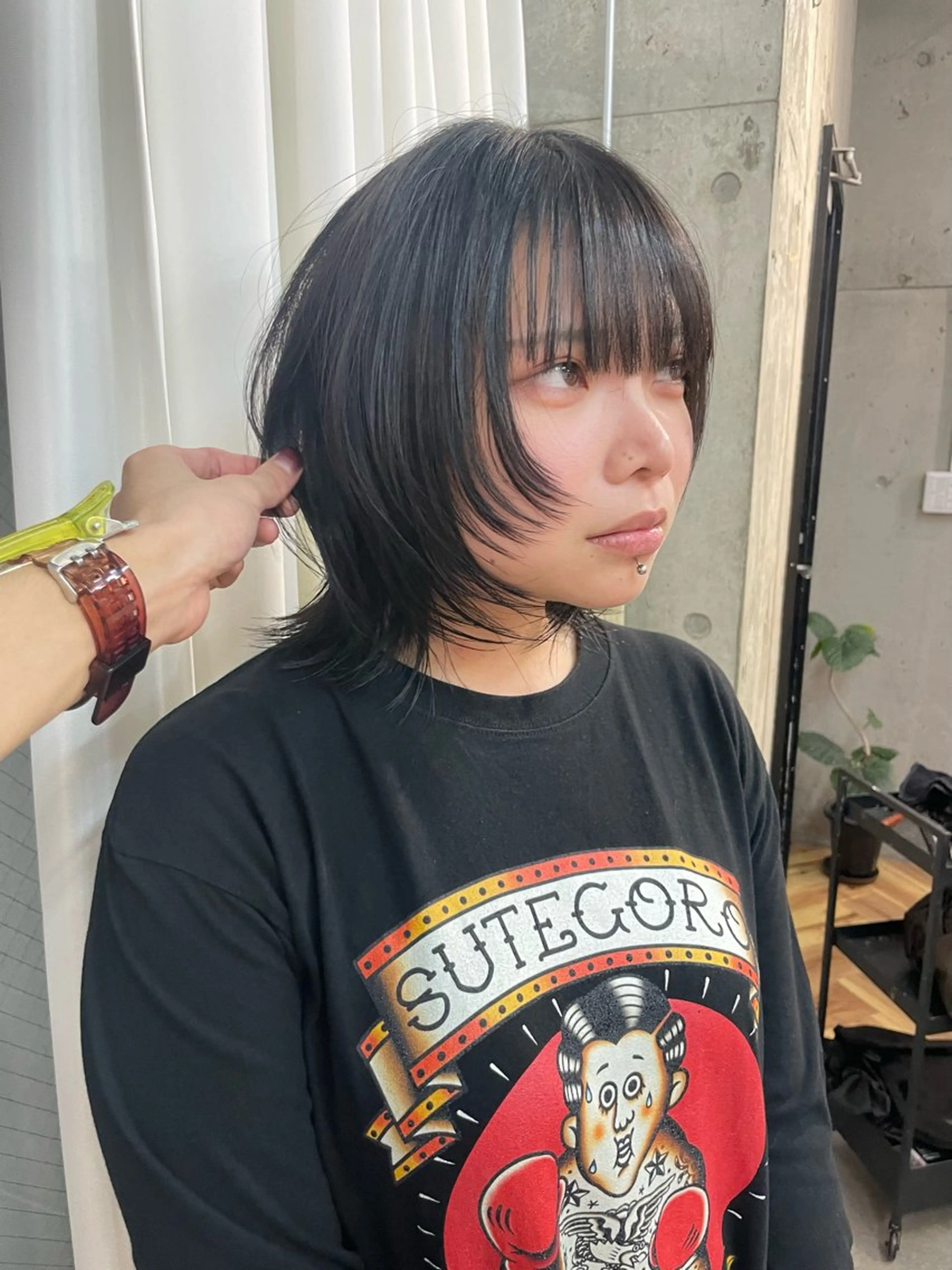 ミディアム 有人/バレイヤージュ /シャドールーツのヘアスタイル