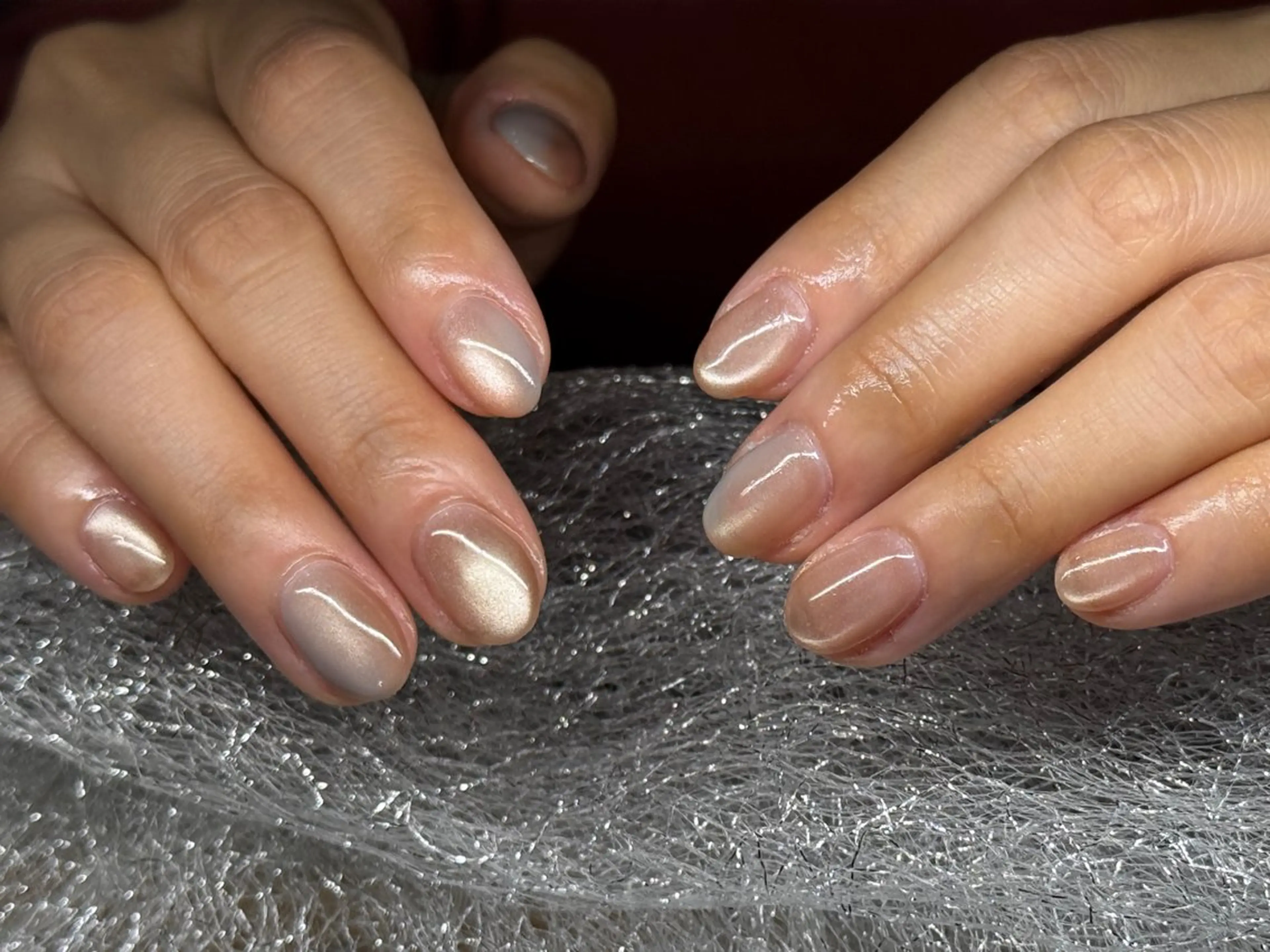 ネイル アートネイル オーロラネイル クリアネイル 長さ出し フレンチネイル 原田 梨香のネイルデザイン