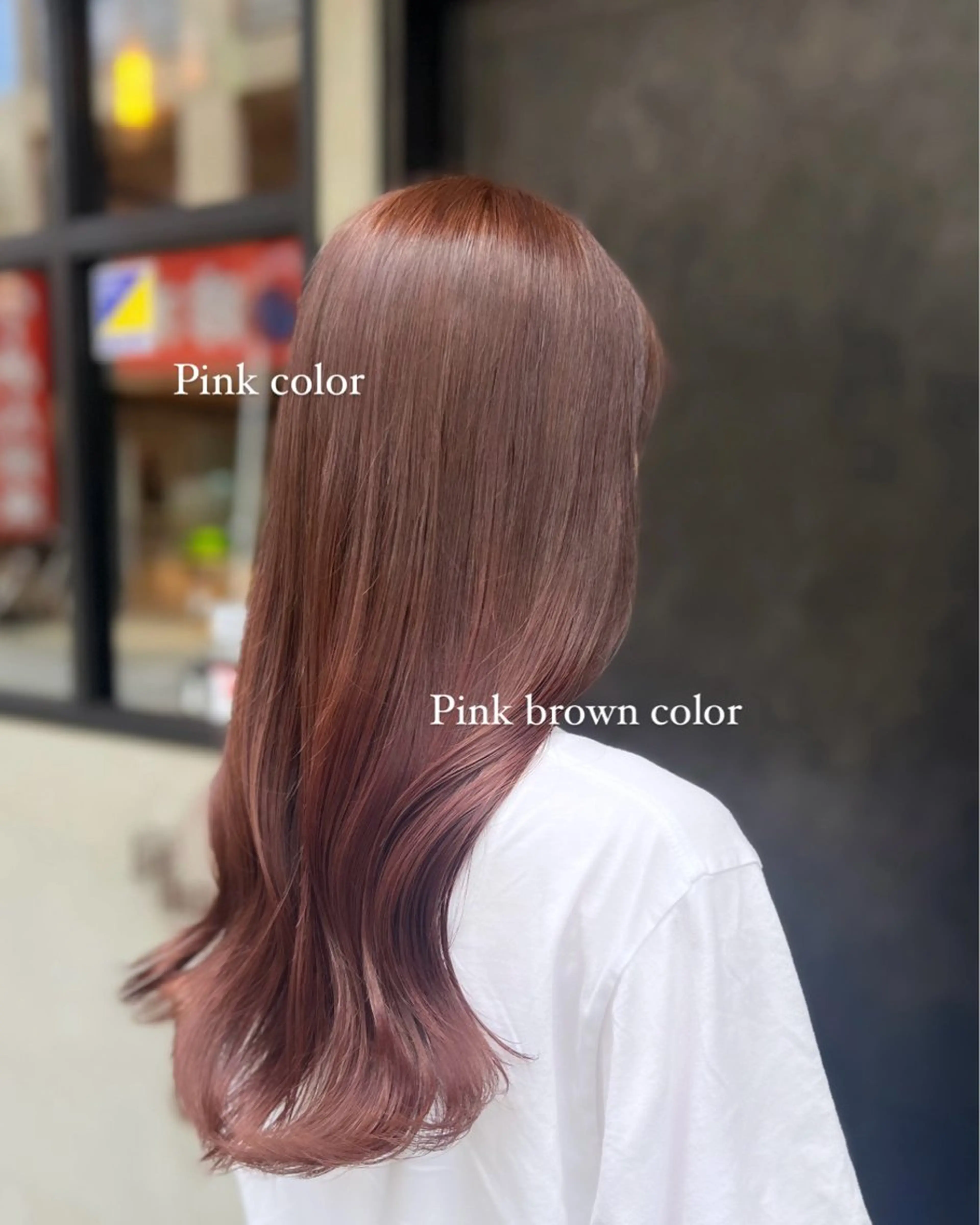 セミロング カラー ブラウンカラー ピンクカラー ピンクブラウン ヘアカラー トリートメント ヘッドスパ 艶ベージュカラー naoki.のヘアスタイル