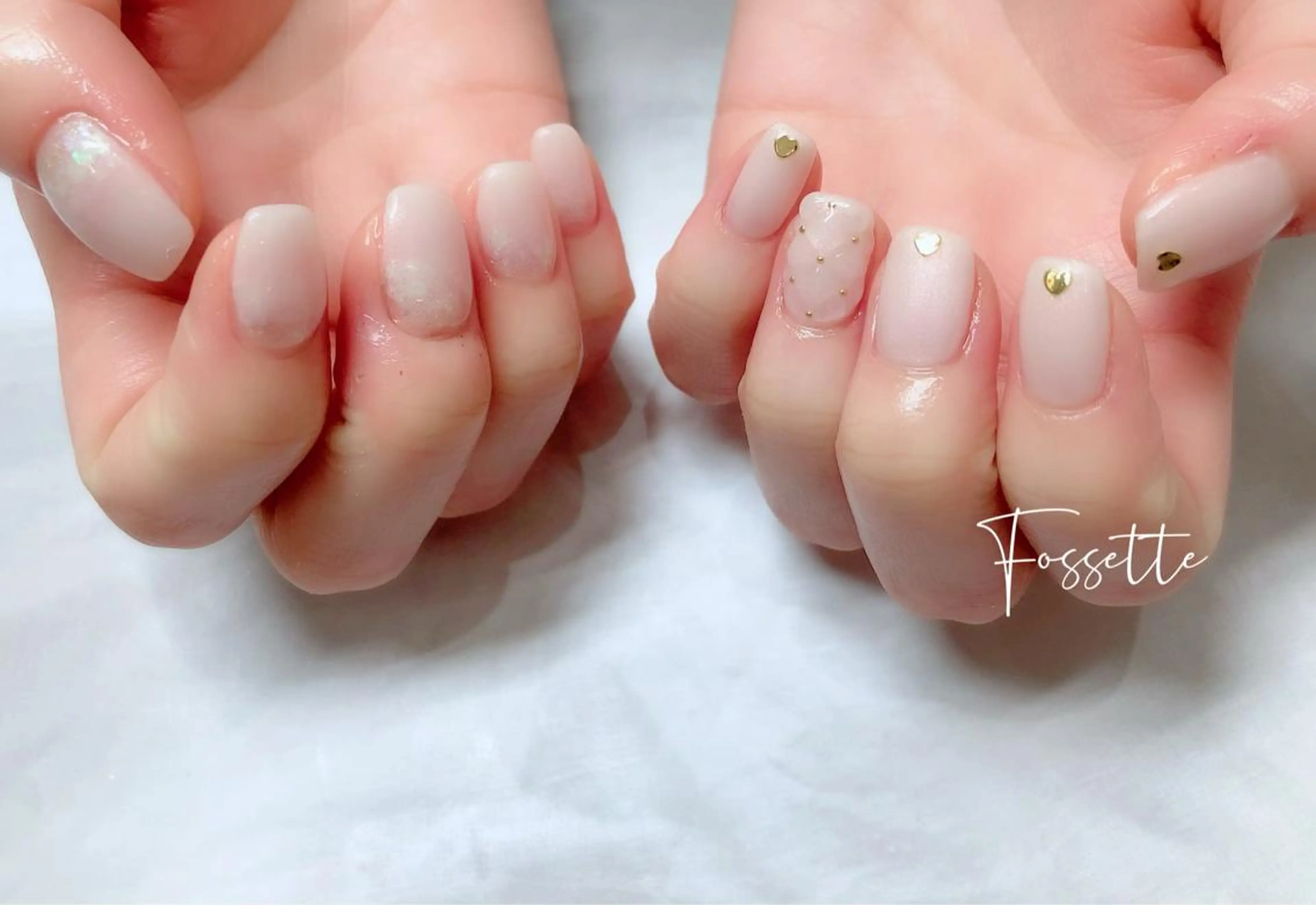 ネイル ハート ホログラムネイル キラキラネイル nailsalon Fossetteのネイルデザイン
