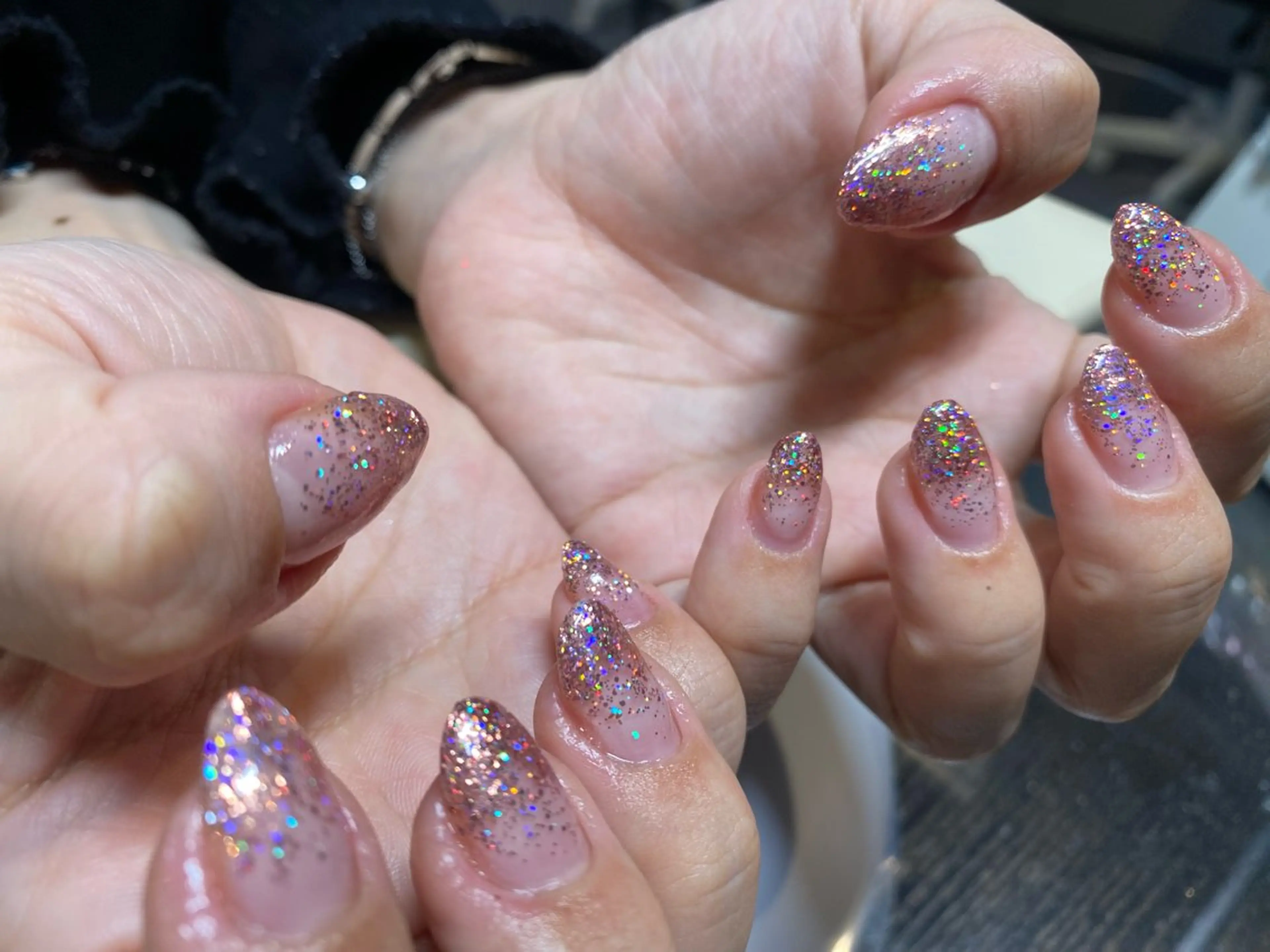 ネイル ラメ(グリッター) ラメグラデーション あきやま ゆかのネイルデザイン