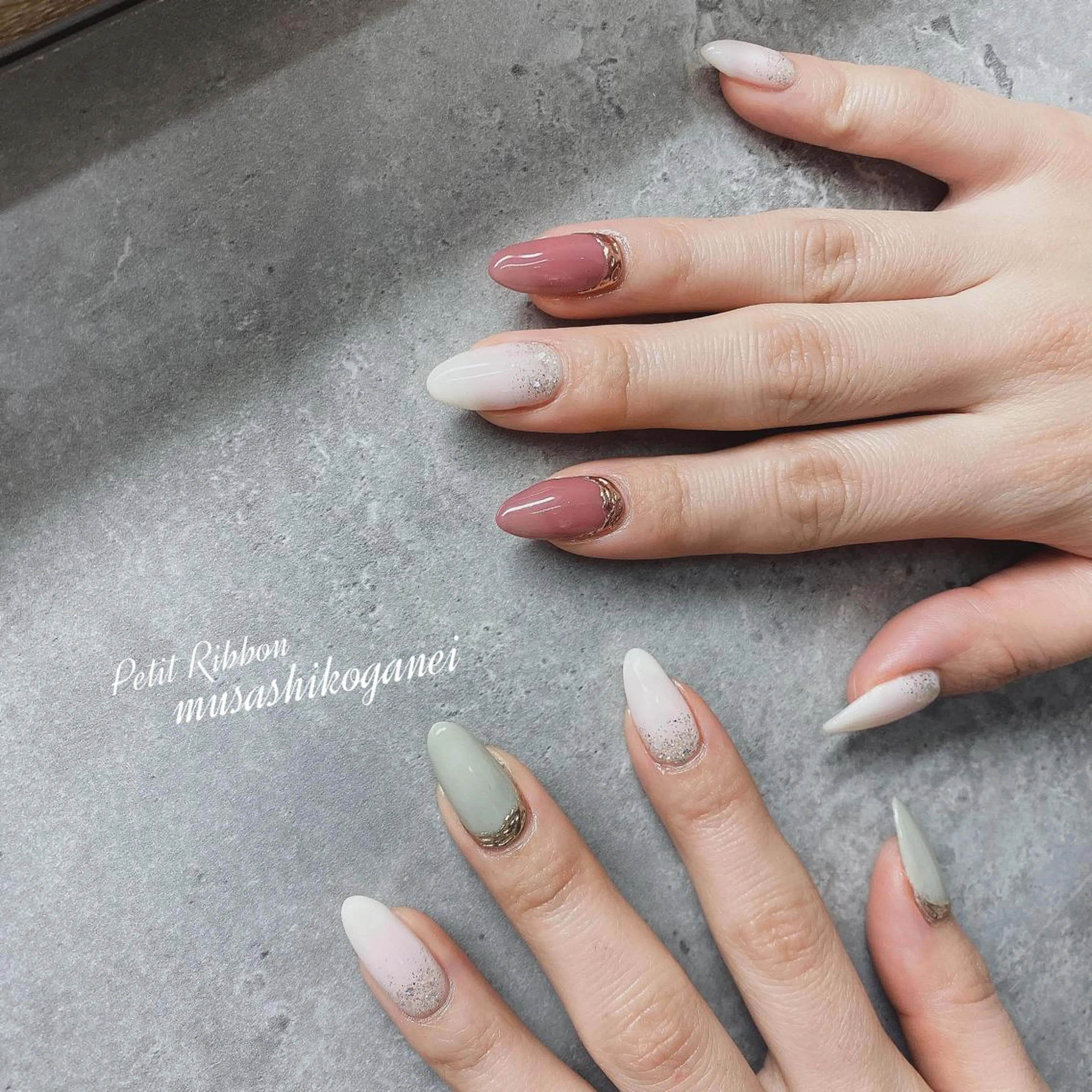 ネイル ハンドネイル ネイルPetit Ribbonのネイルデザイン