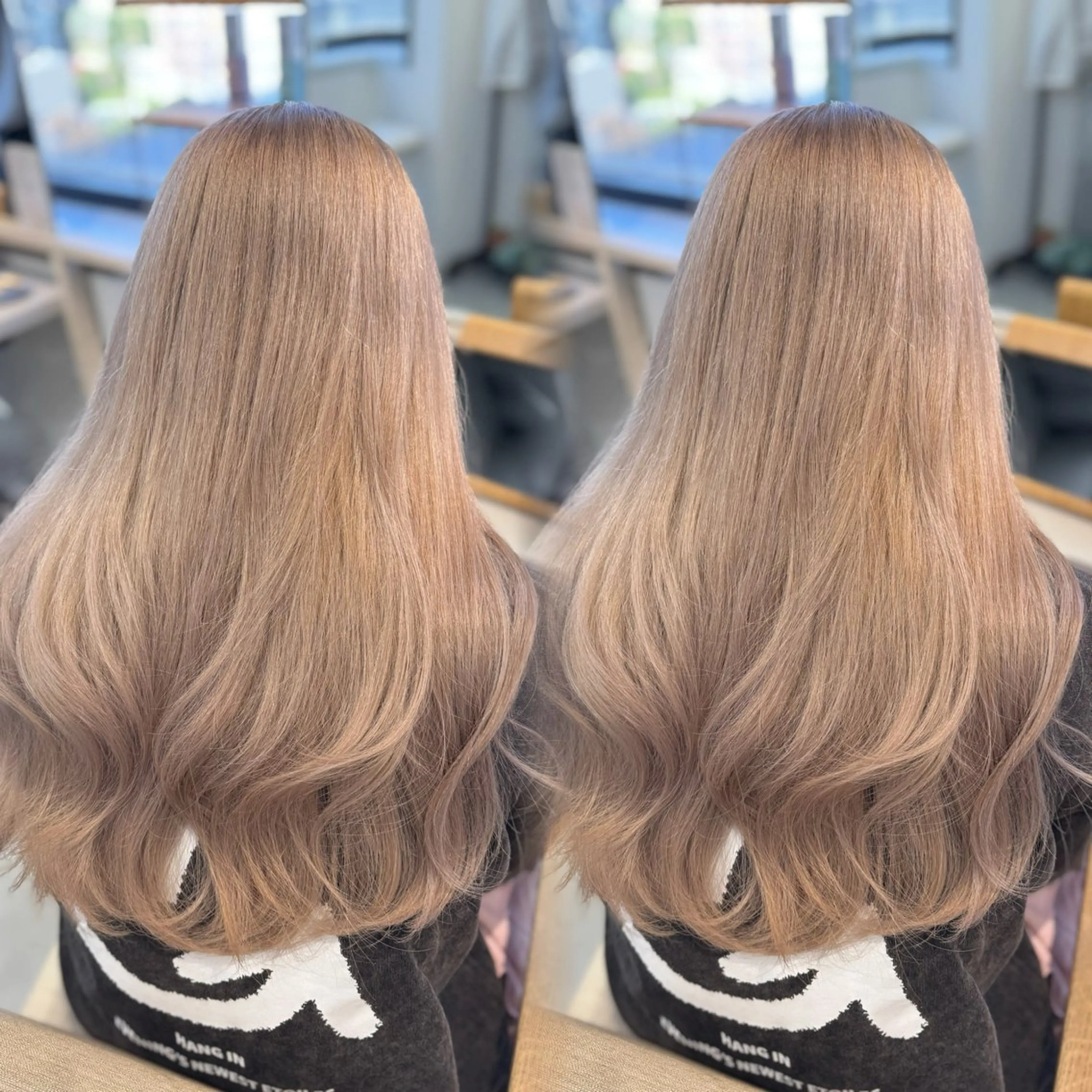 ロング カラー グレージュ ヘアカラー トリートメント fuka/梅田/ ミルクティーベージュのヘアスタイル