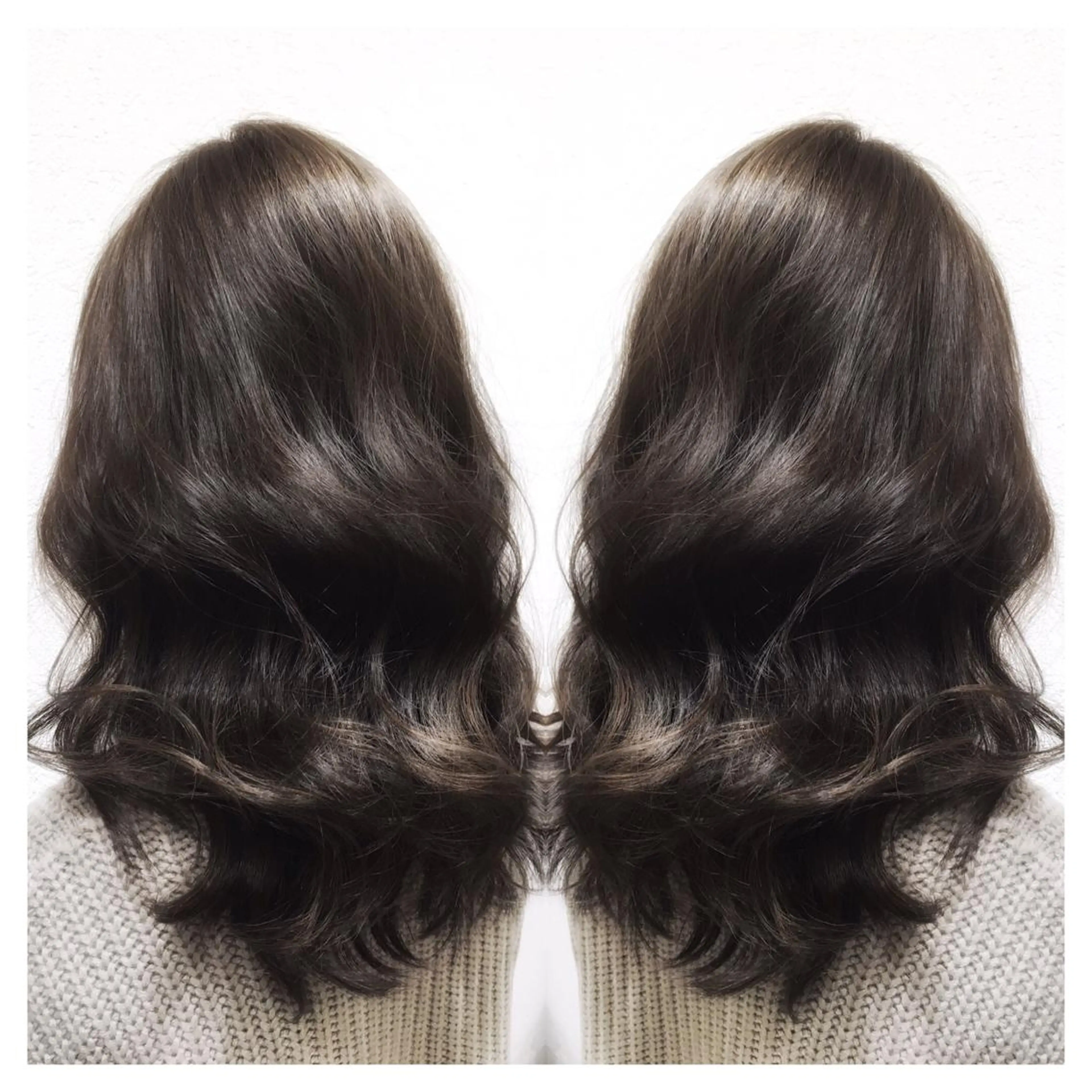 ミディアム セミロング ロング カラー ハイライトカラー イルミナカラー ハイライト biscohair 髪にドラマを。のヘアスタイル