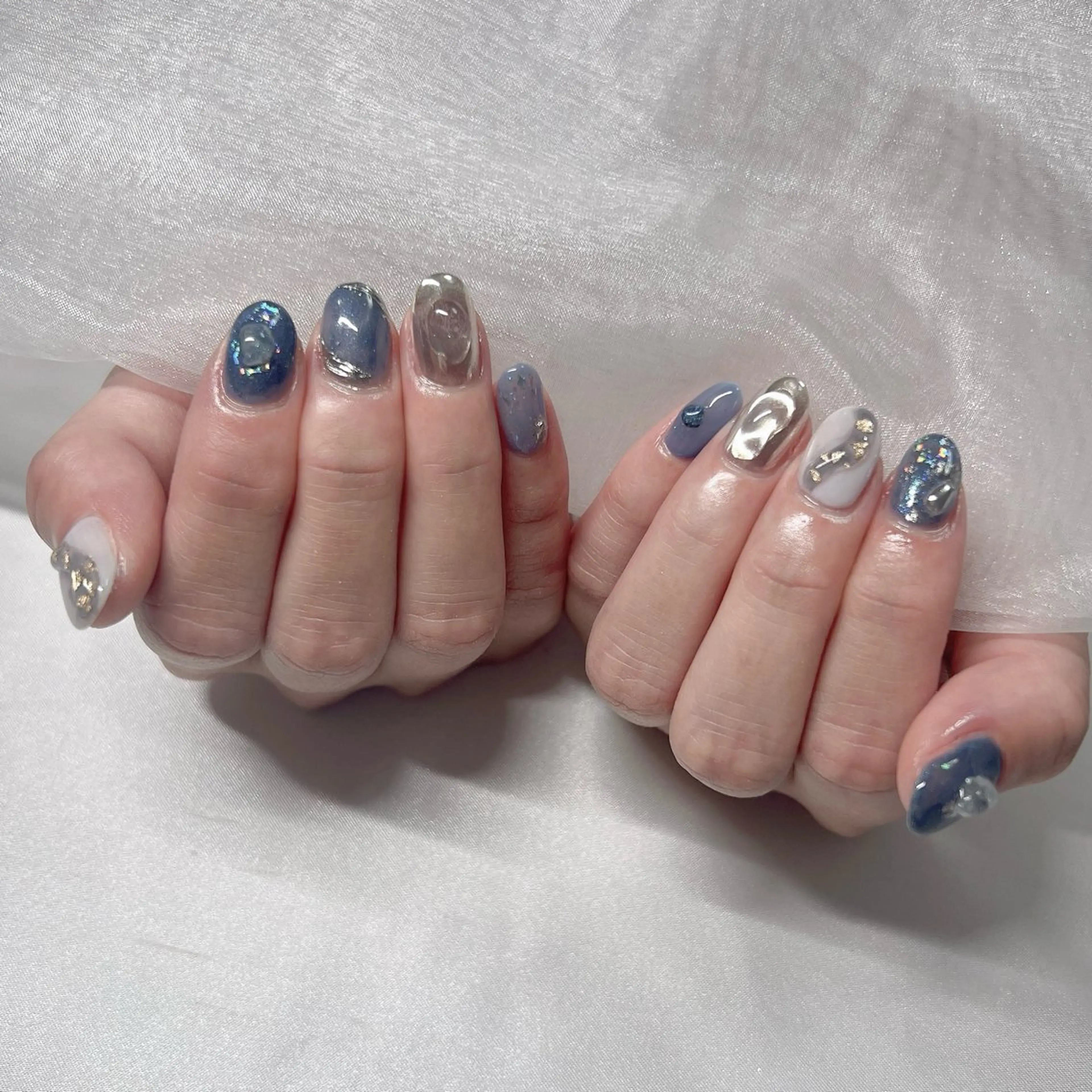 ネイル ジェルネイル 韓国ネイル ラメ(グリッター) マグネットネイル ミラーネイル ハンドネイル -nail salon-Reward所属・nail salon Rewardのネイルデザイン