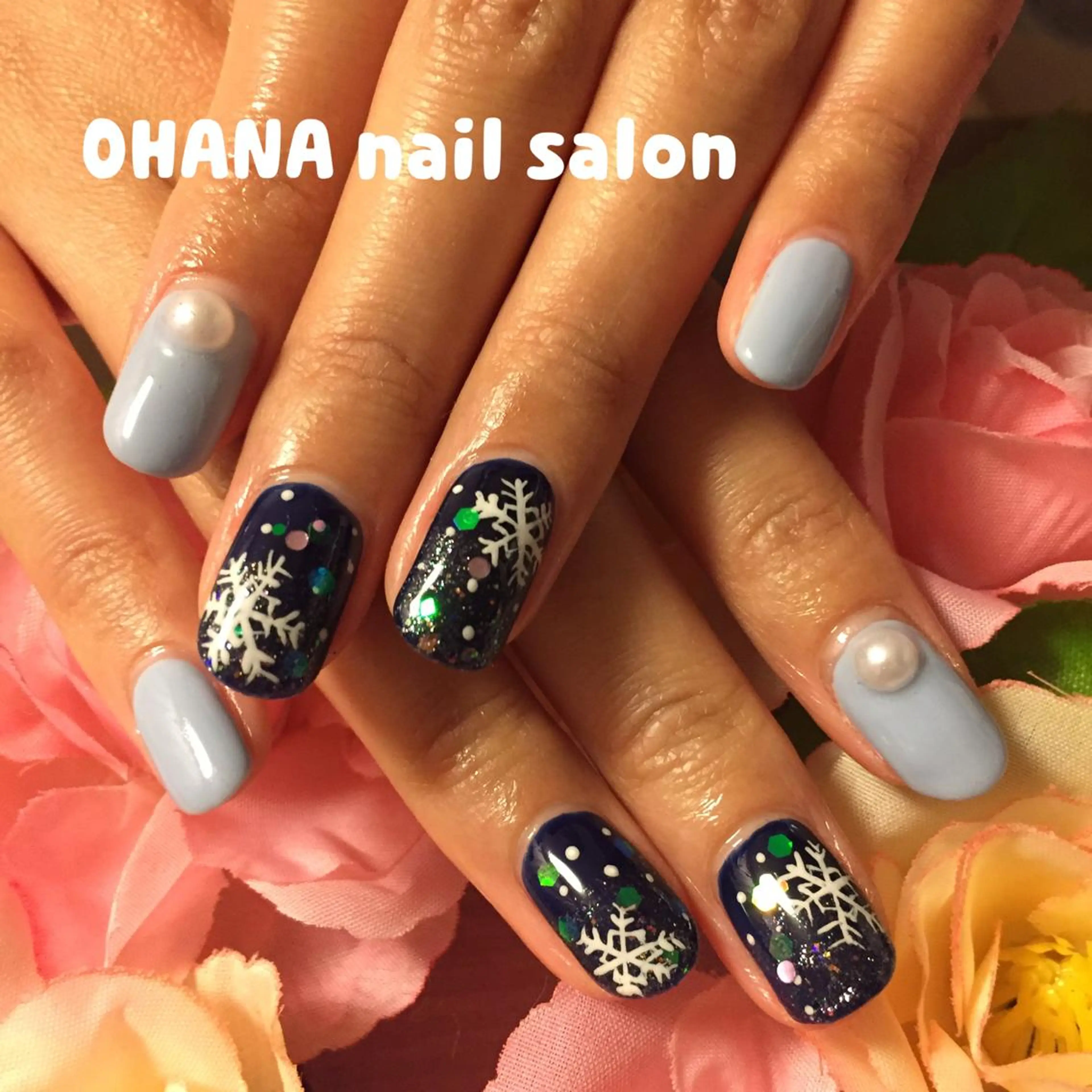 ネイル クリアネイル ネイビー 冬ネイル 那覇🏝️台湾人 ネイリストSHIUのネイルデザイン