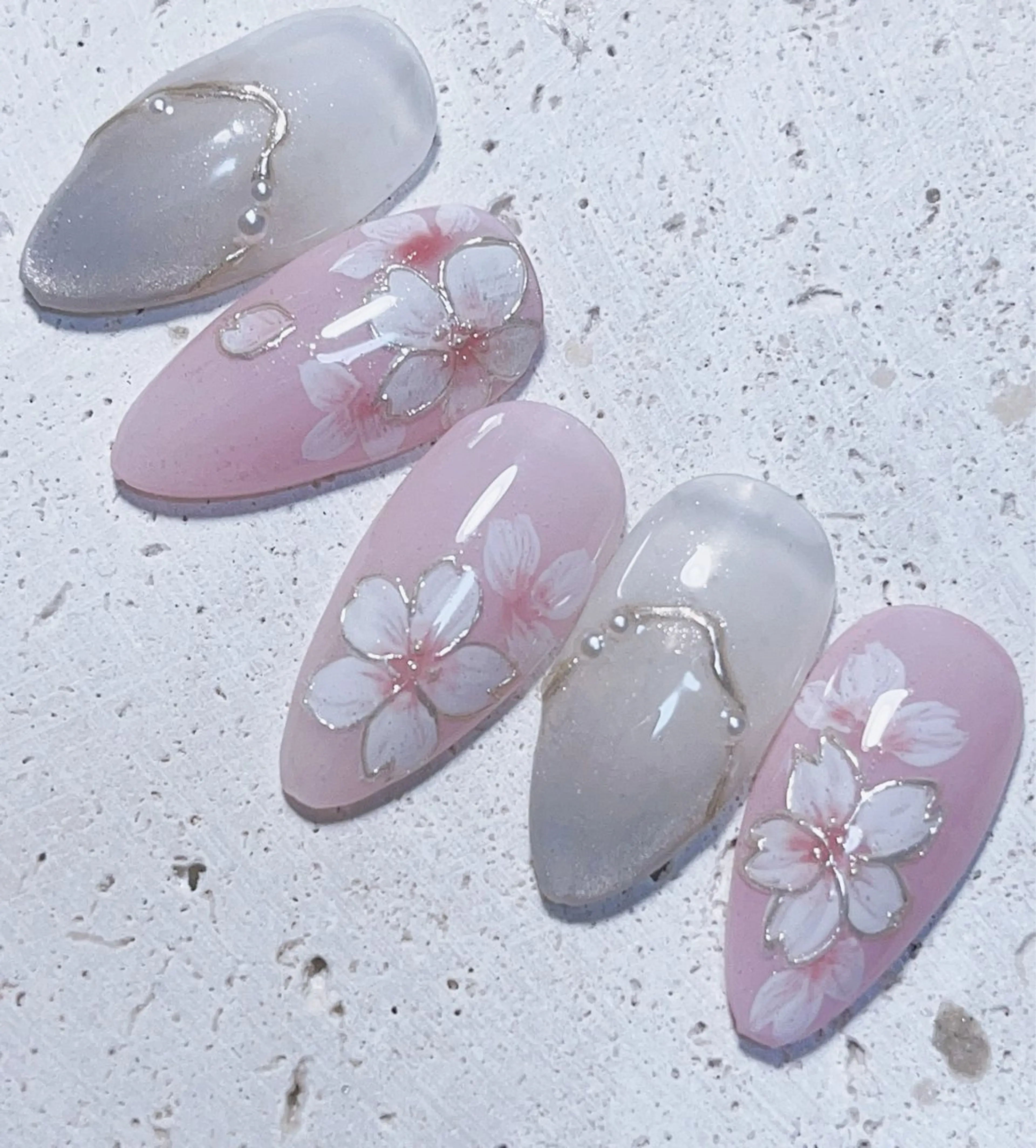 ネイル アートネイル 桜ネイル ミラーネイル Nail Space R所属・ネイルスペースR 小林のネイルデザイン