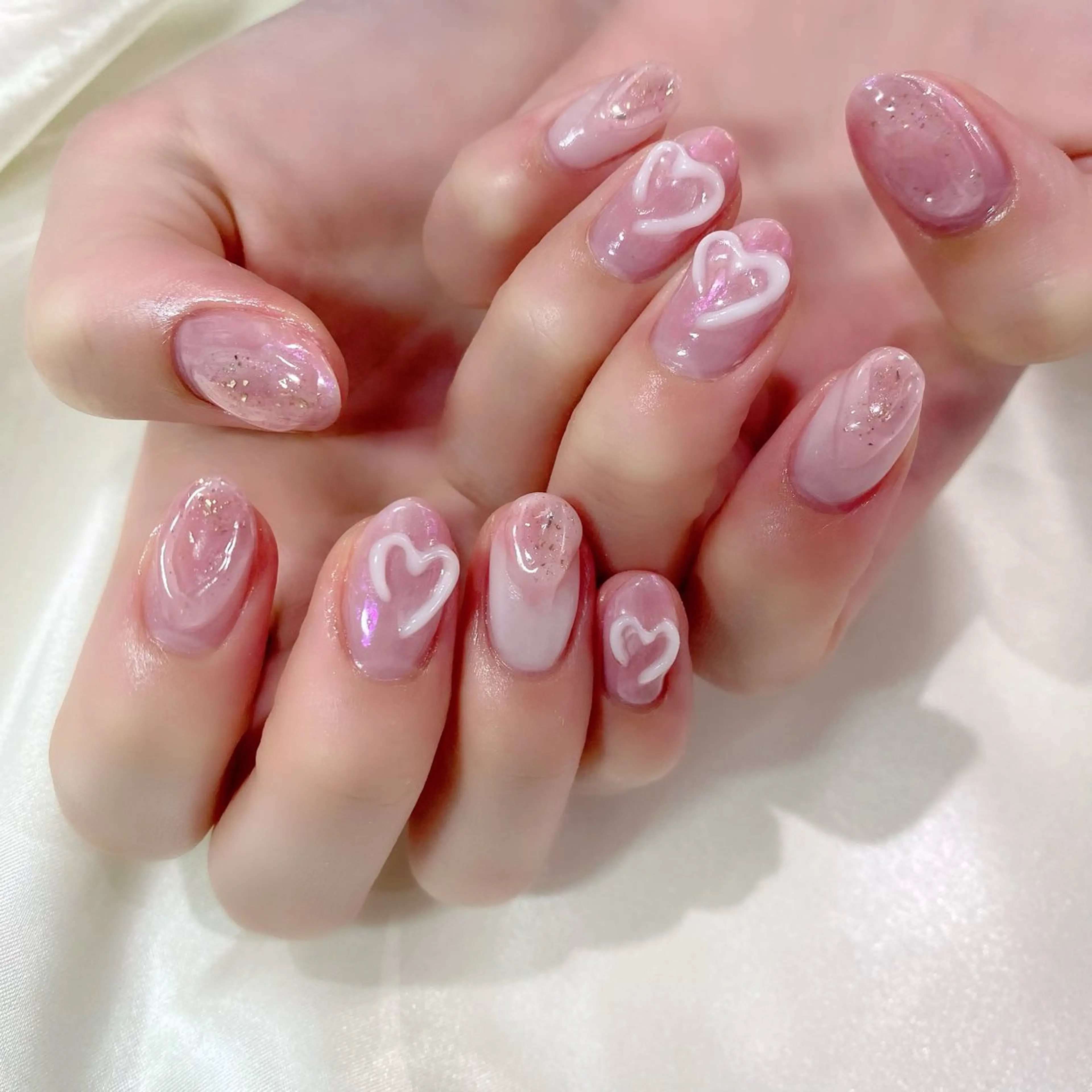 ネイル ハート ニュアンスネイル ぷっくりネイル ハンドネイル Salon Kのネイルデザイン