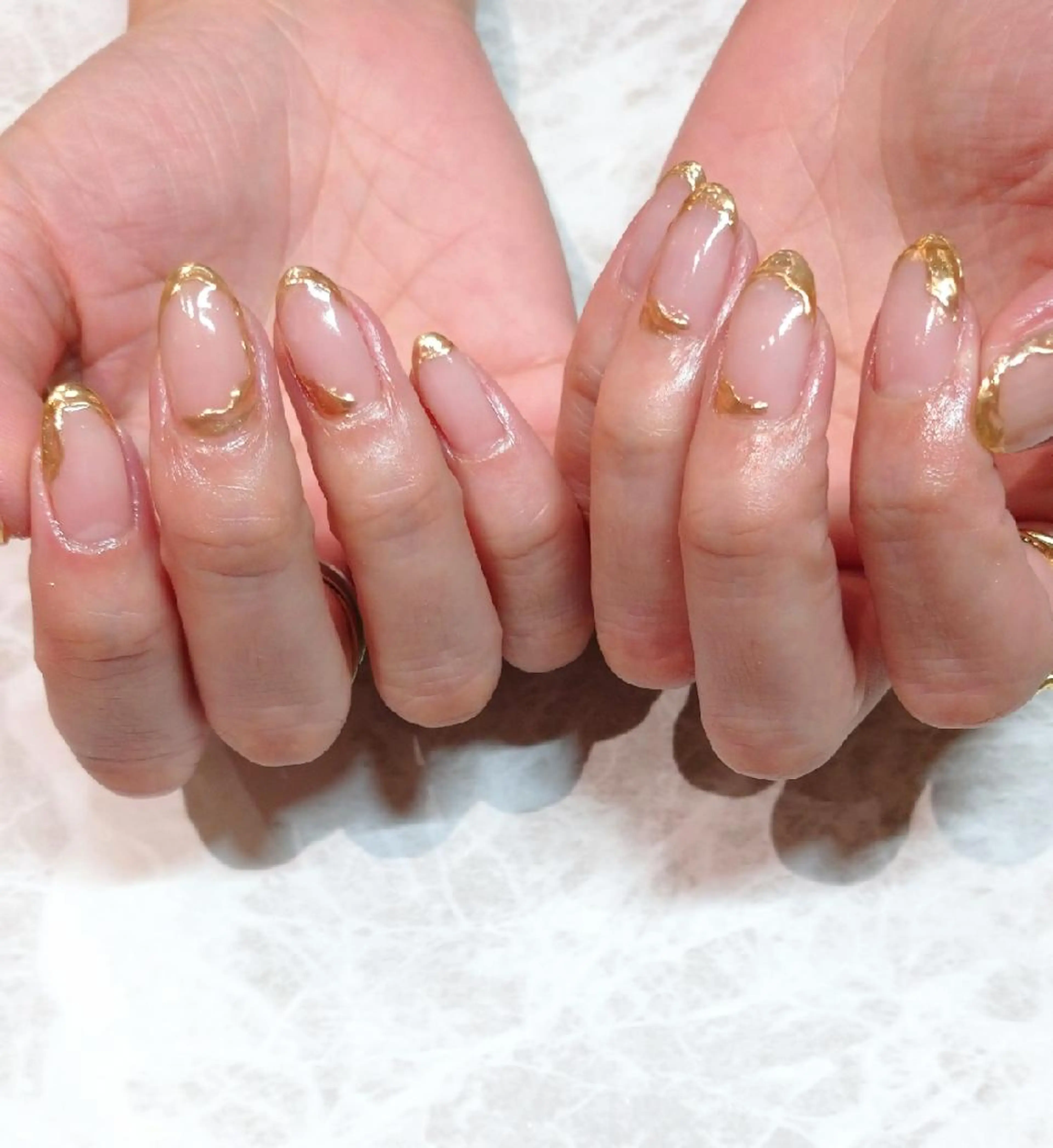 ネイル フレンチネイル ミラーネイル 會田 瑠衣のネイルデザイン