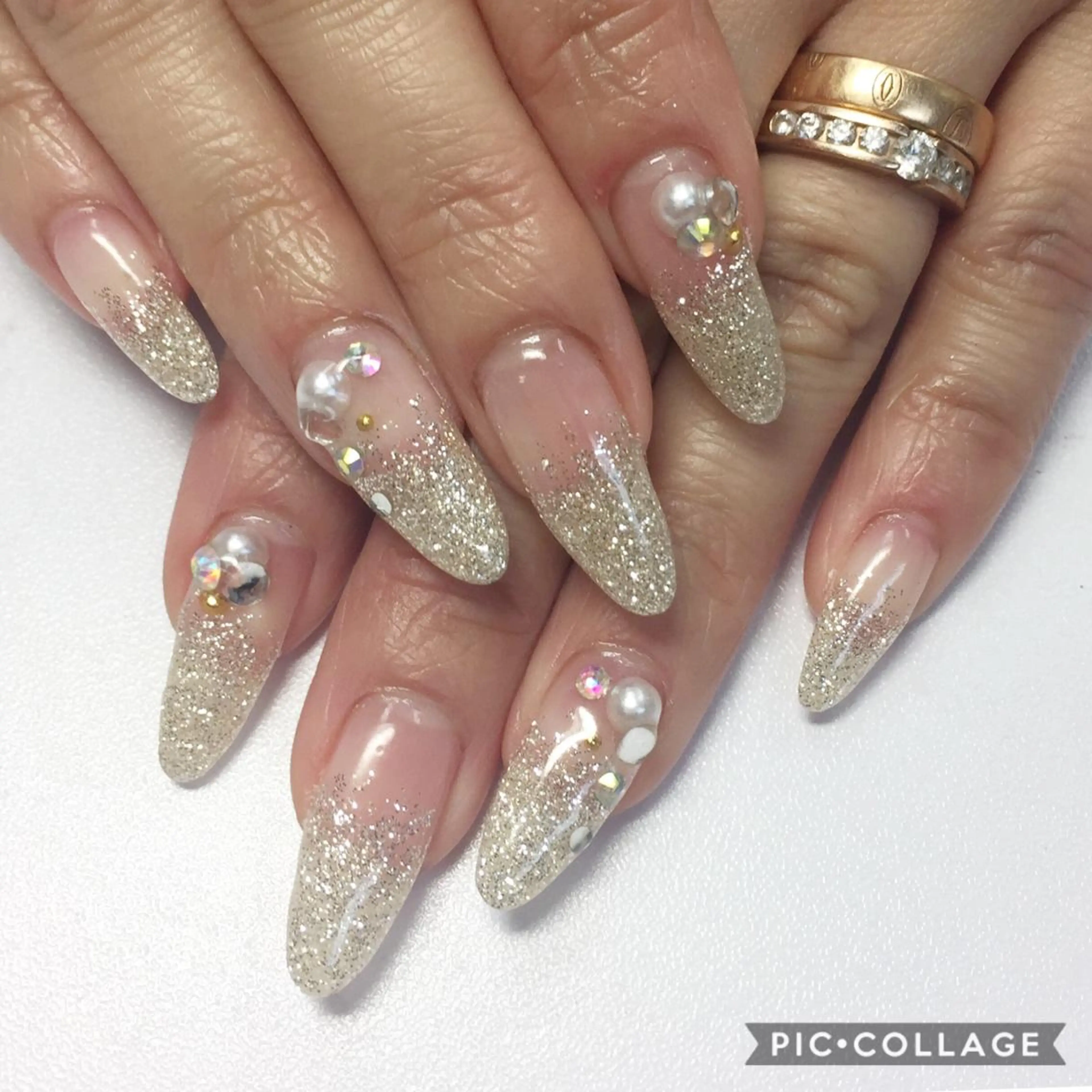 ネイル グラデーション ラメ(グリッター) ラメグラデーション ストーンネイル ハンドネイル Rindo.ネイル ♡耳つぼジュエリーのその他イメージ