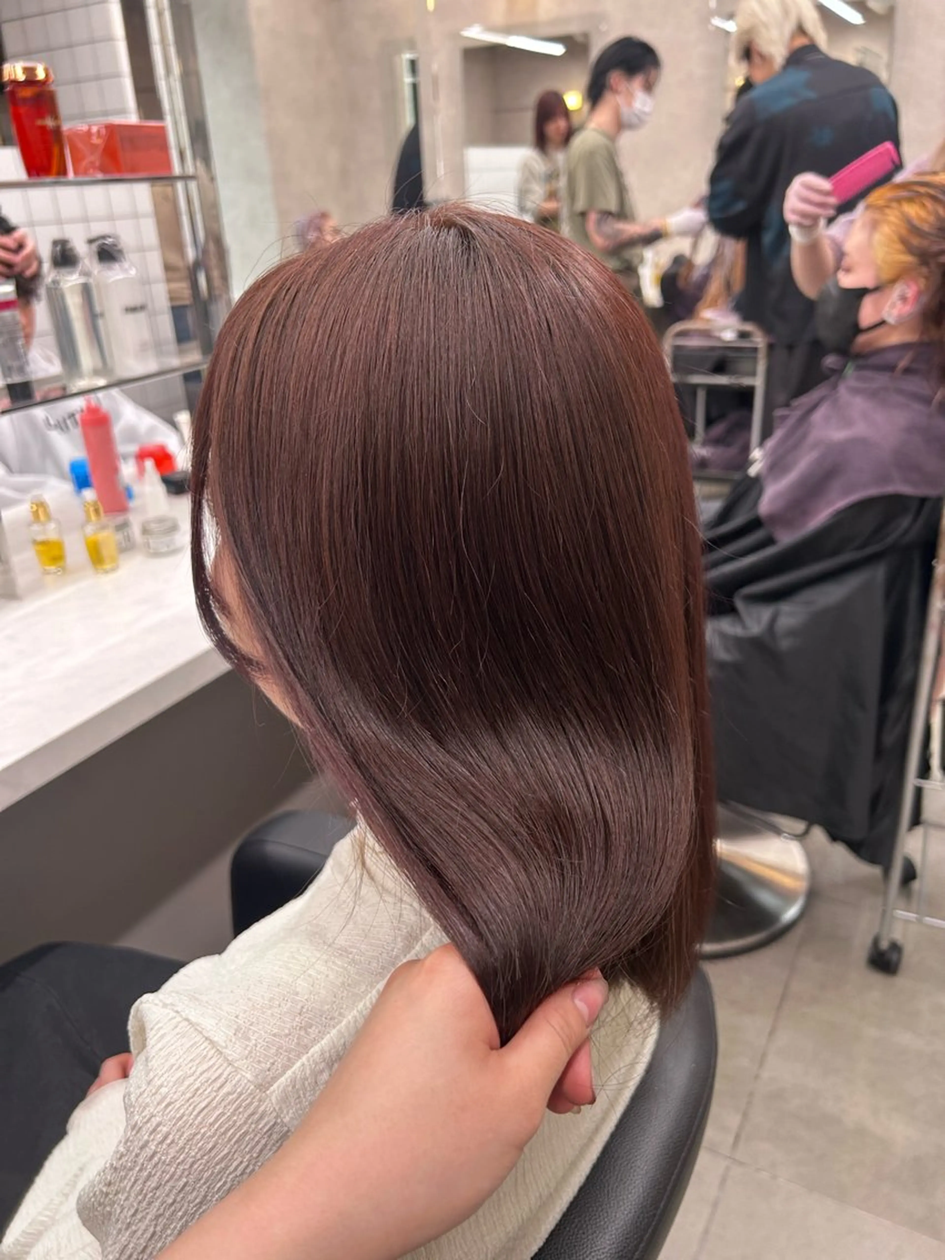 ミディアム カラー パーマ ヘアアレンジ メンズ キッズ ブリーチなしカラー/ ブラウン/レイヤーのヘアスタイル