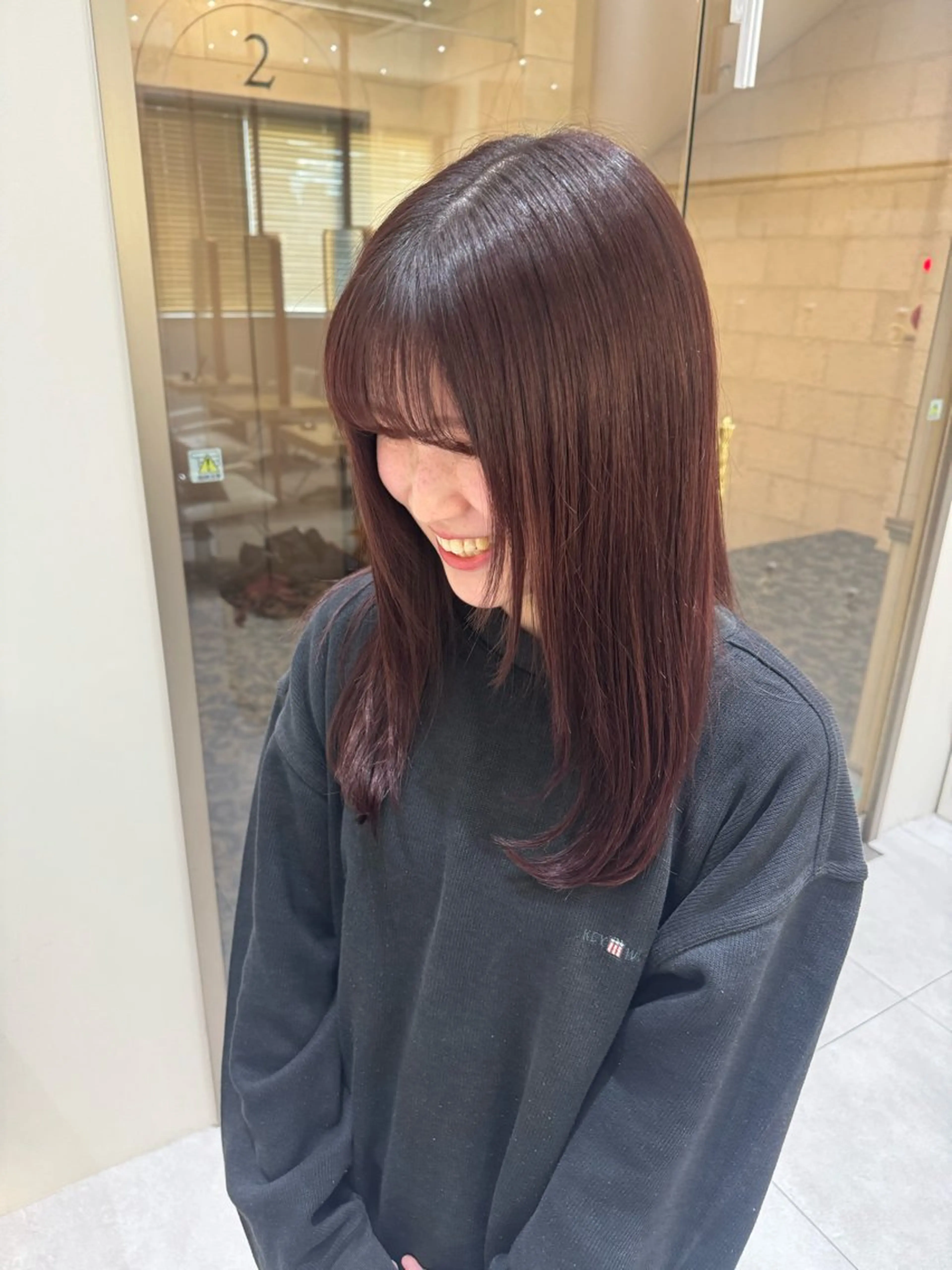 ミディアム 顔まわりレイヤー レイヤーカット funa/京都河原町 /艶髪/暖色のヘアスタイル