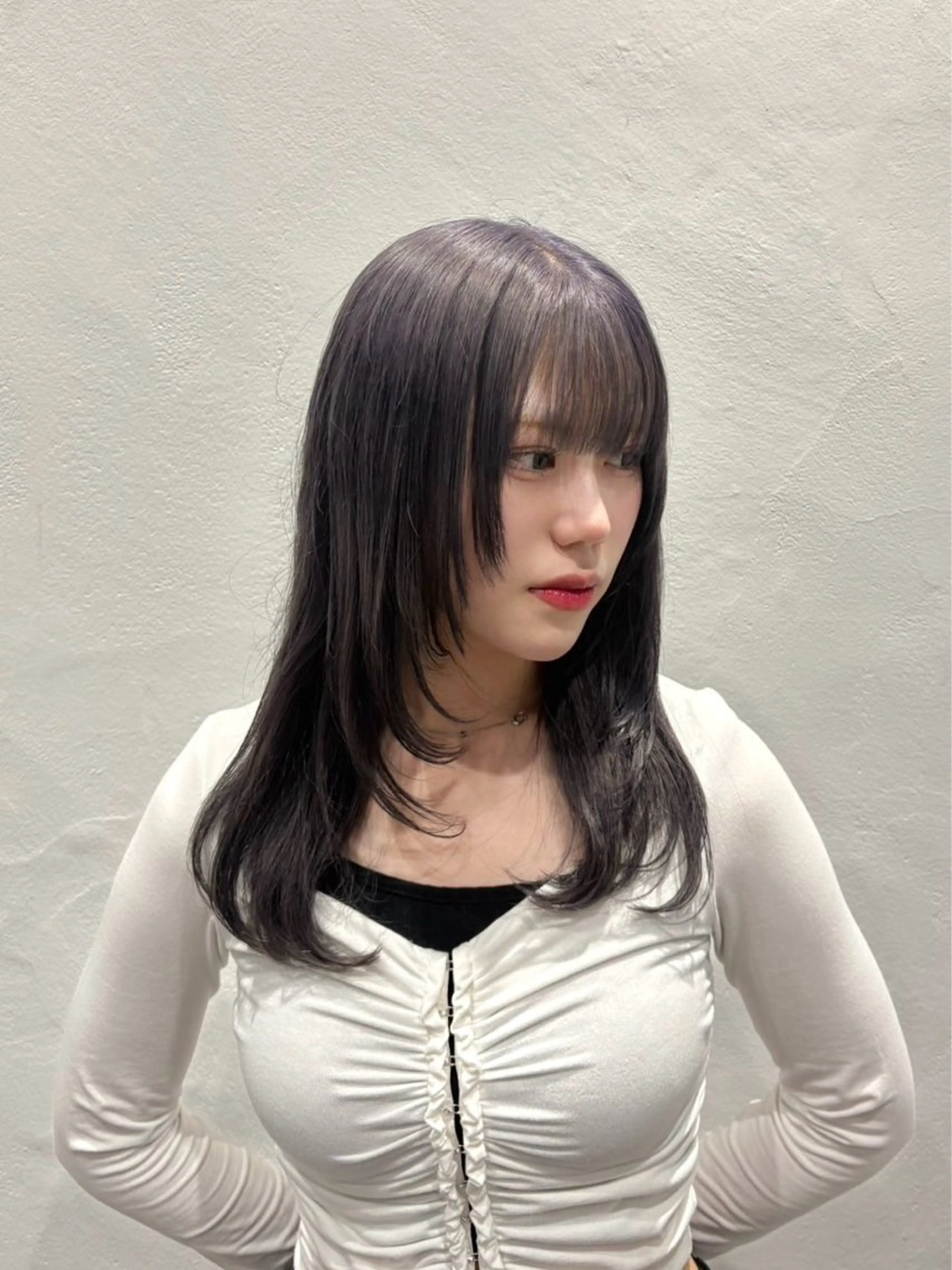 カラー 黒髪 透明感カラー ラベンダーカラー haru 髪質改善サロンのヘアスタイル