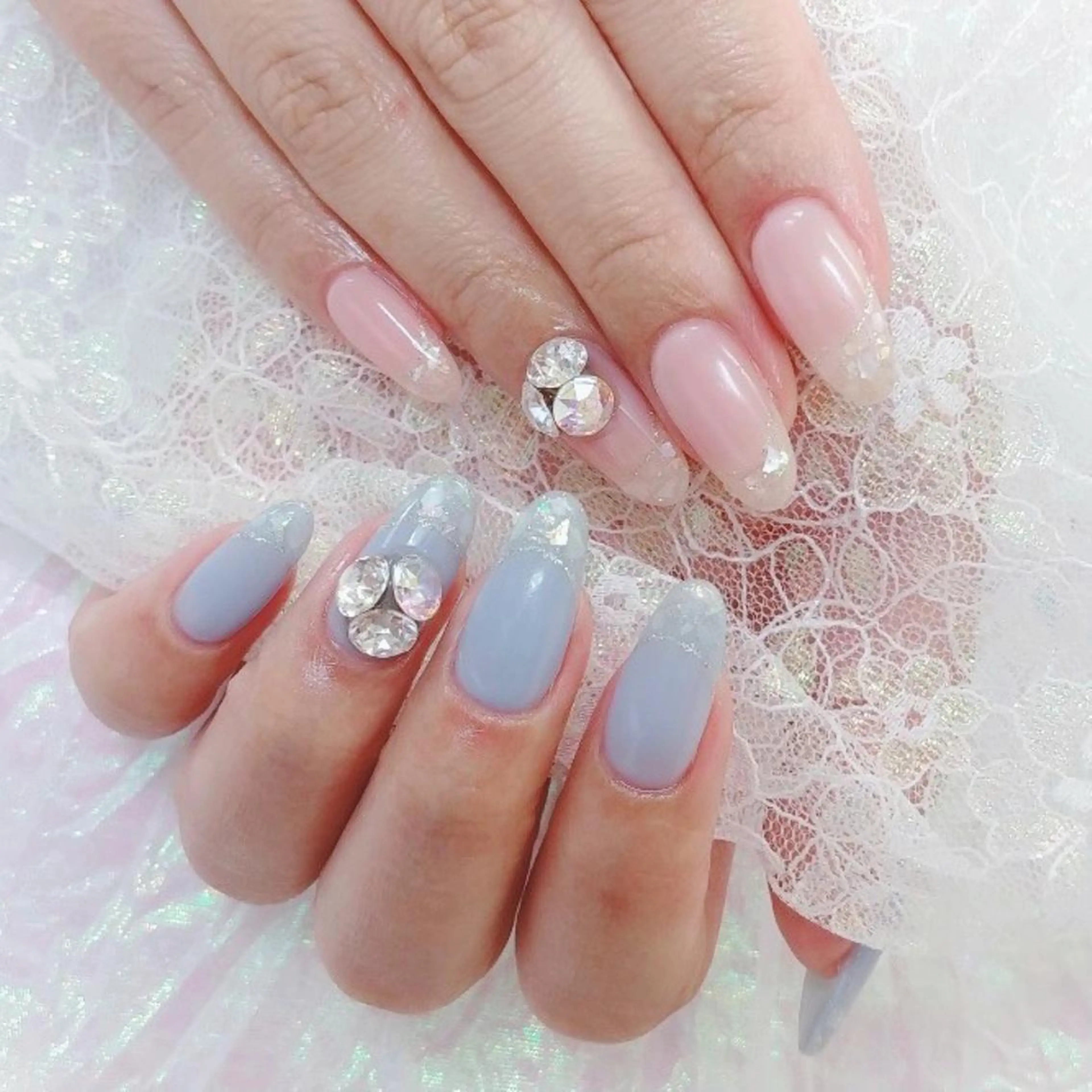 ネイル ブルー ピンク Nail lieNのネイルデザイン