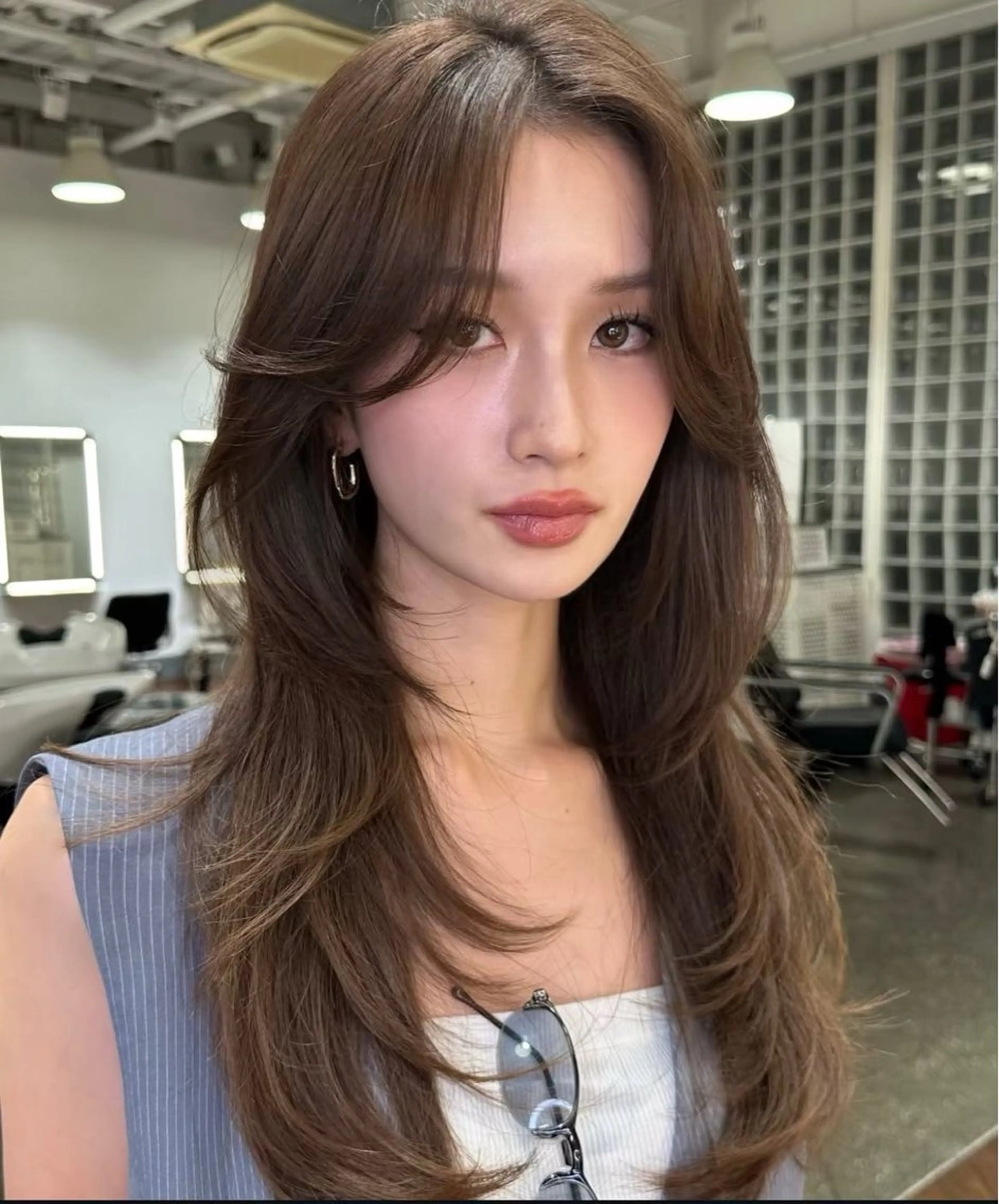 ロング カット ヘアカラー 💜juna💜/高 槻/韓国風のヘアスタイル