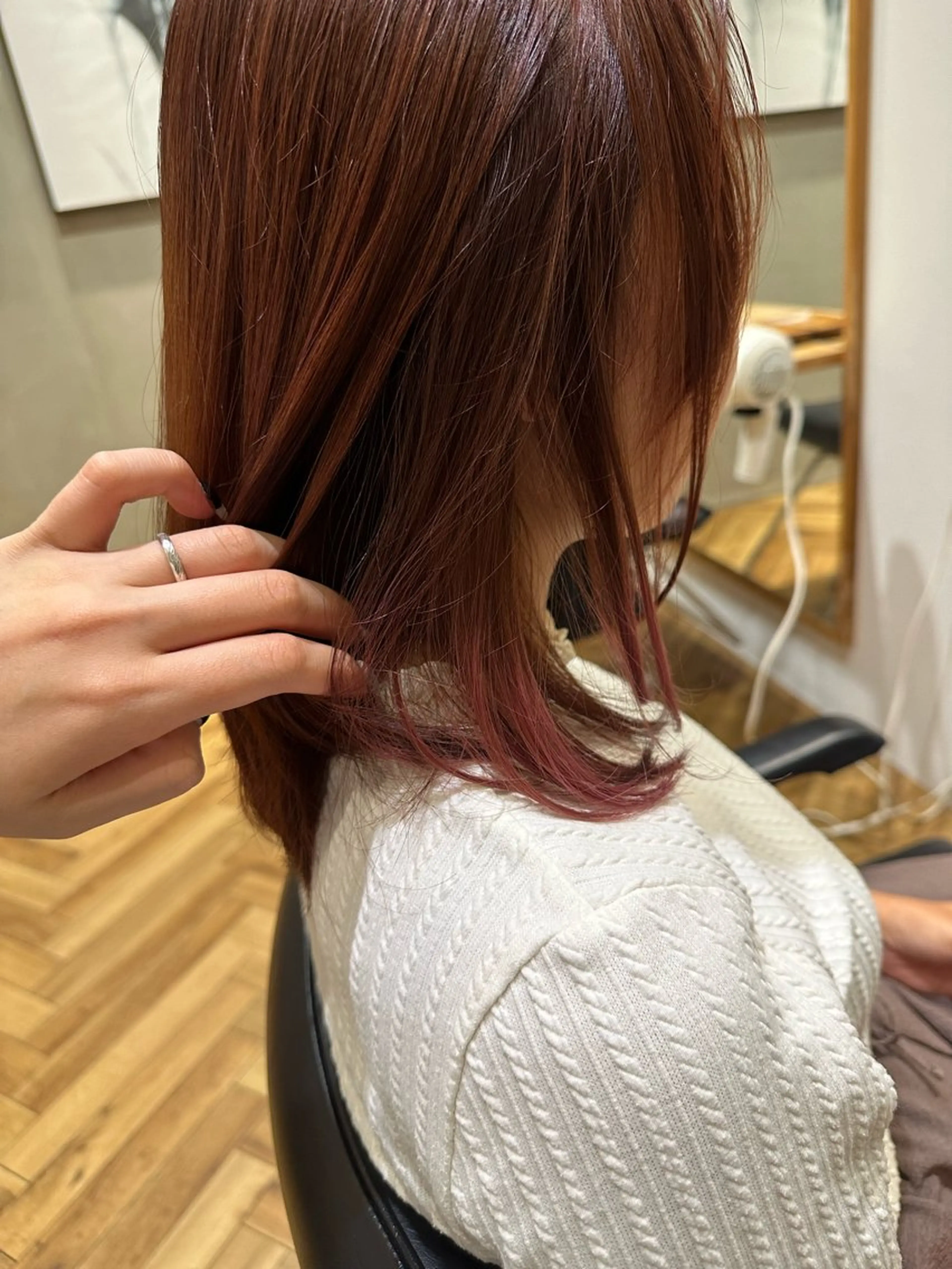 セミロング カラー ピンクカラー カット ヘアカラー トリートメント hair make one 004所属・織田 ゆみのヘアスタイル