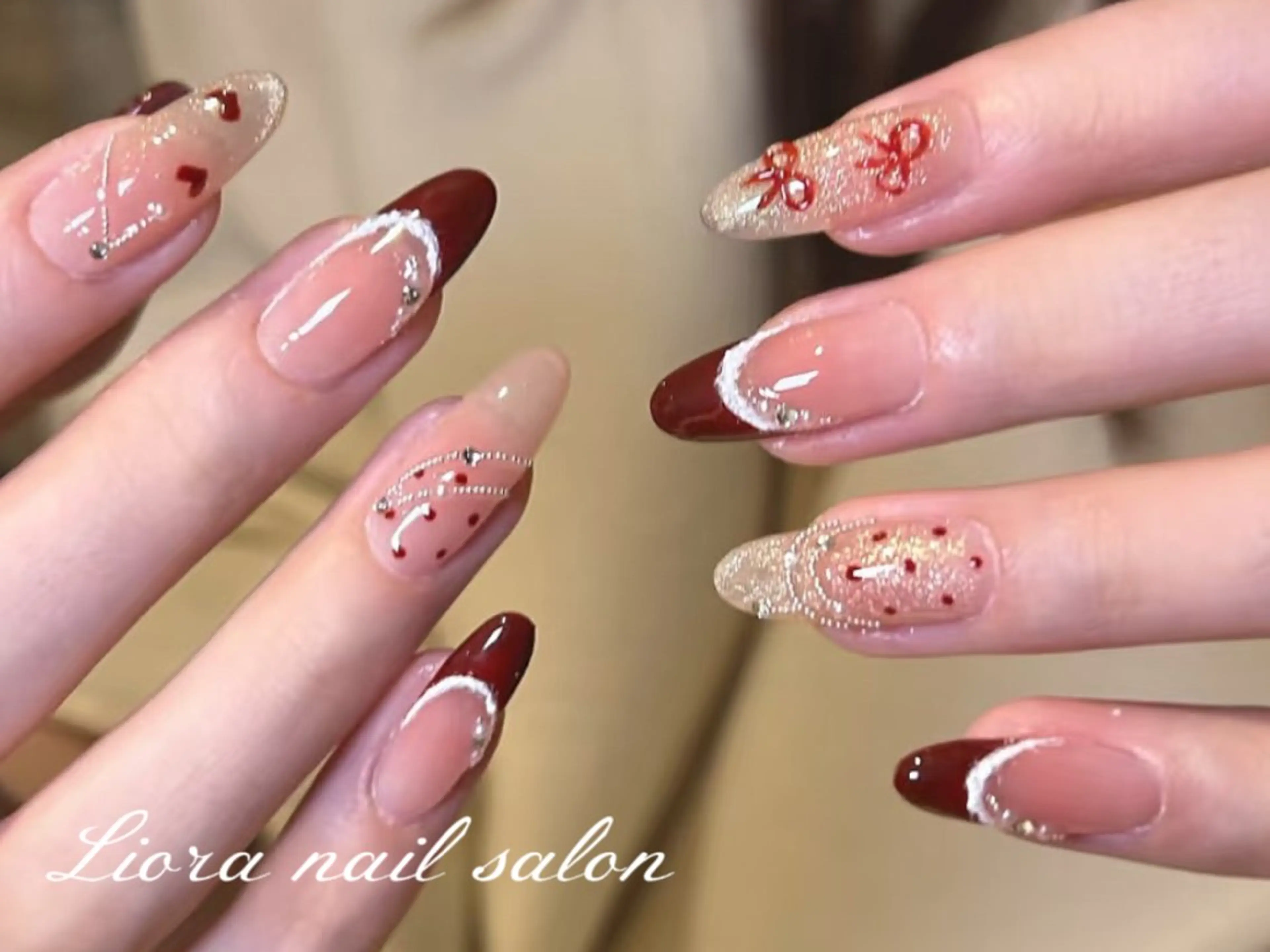 ネイル チークネイル フットネイル フレンチネイル ジェルネイル ガーリー ハンドネイル Liora nail 1のネイルデザイン