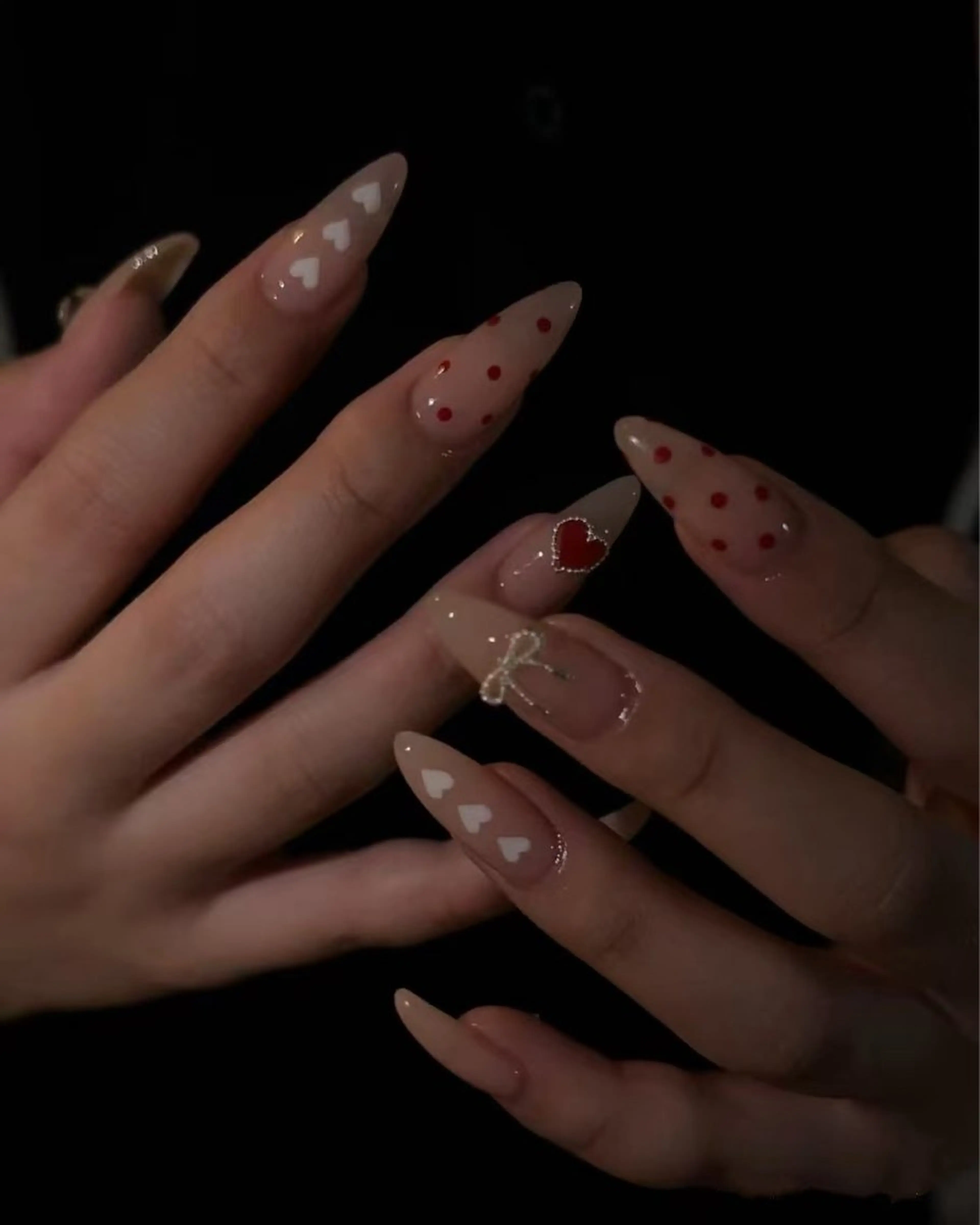 ネイル フラワーネイル フレンチネイル ジェルネイル ガラスフレンチ ハート ハンドネイル BabyYouMi ねねのネイルデザイン