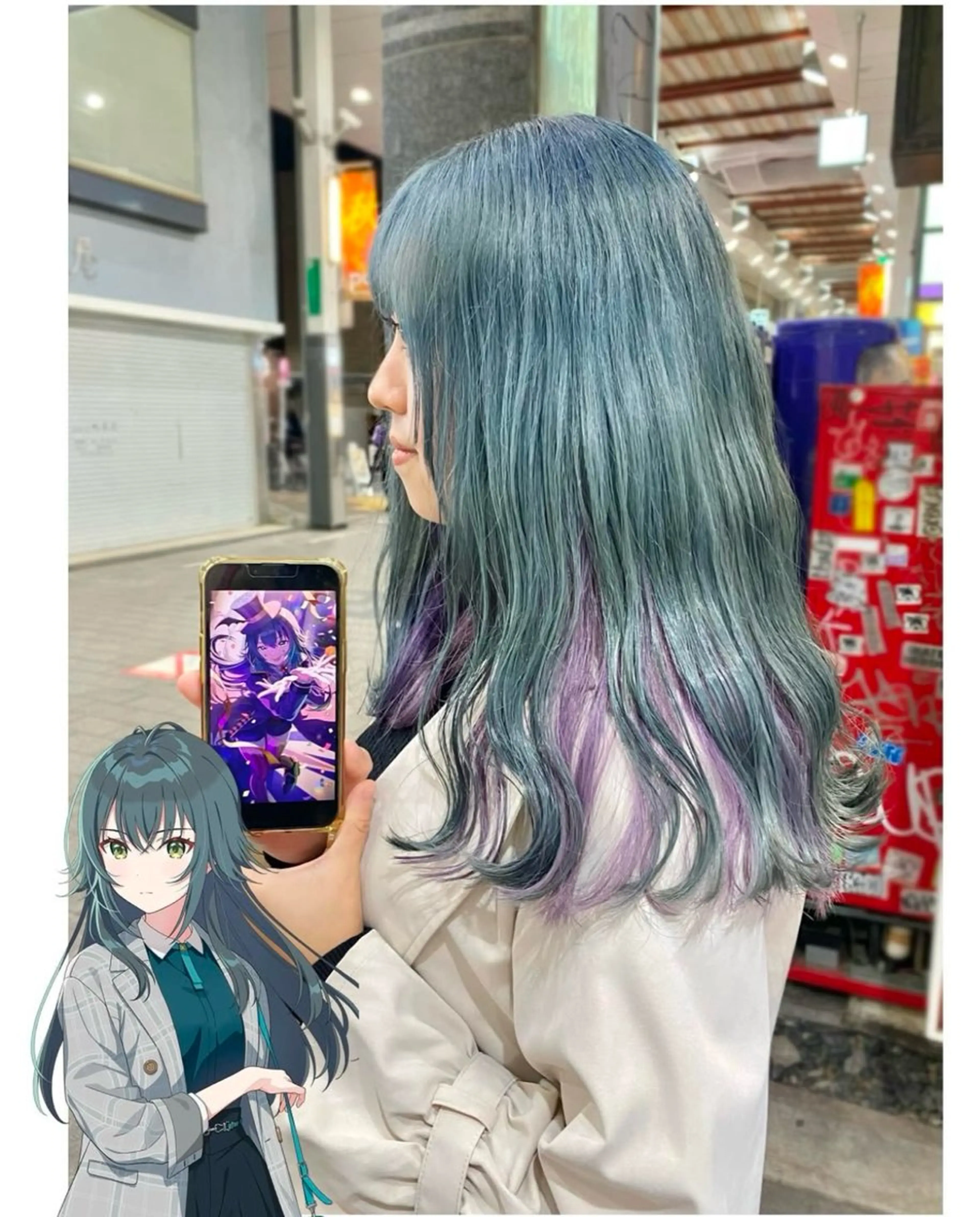 セミロング カラー アッシュ パープルカラー ハロウィン ヘアカラー GARU-ガル-所属・TSUNO🦖 派手髪/オタク美容師のヘアスタイル