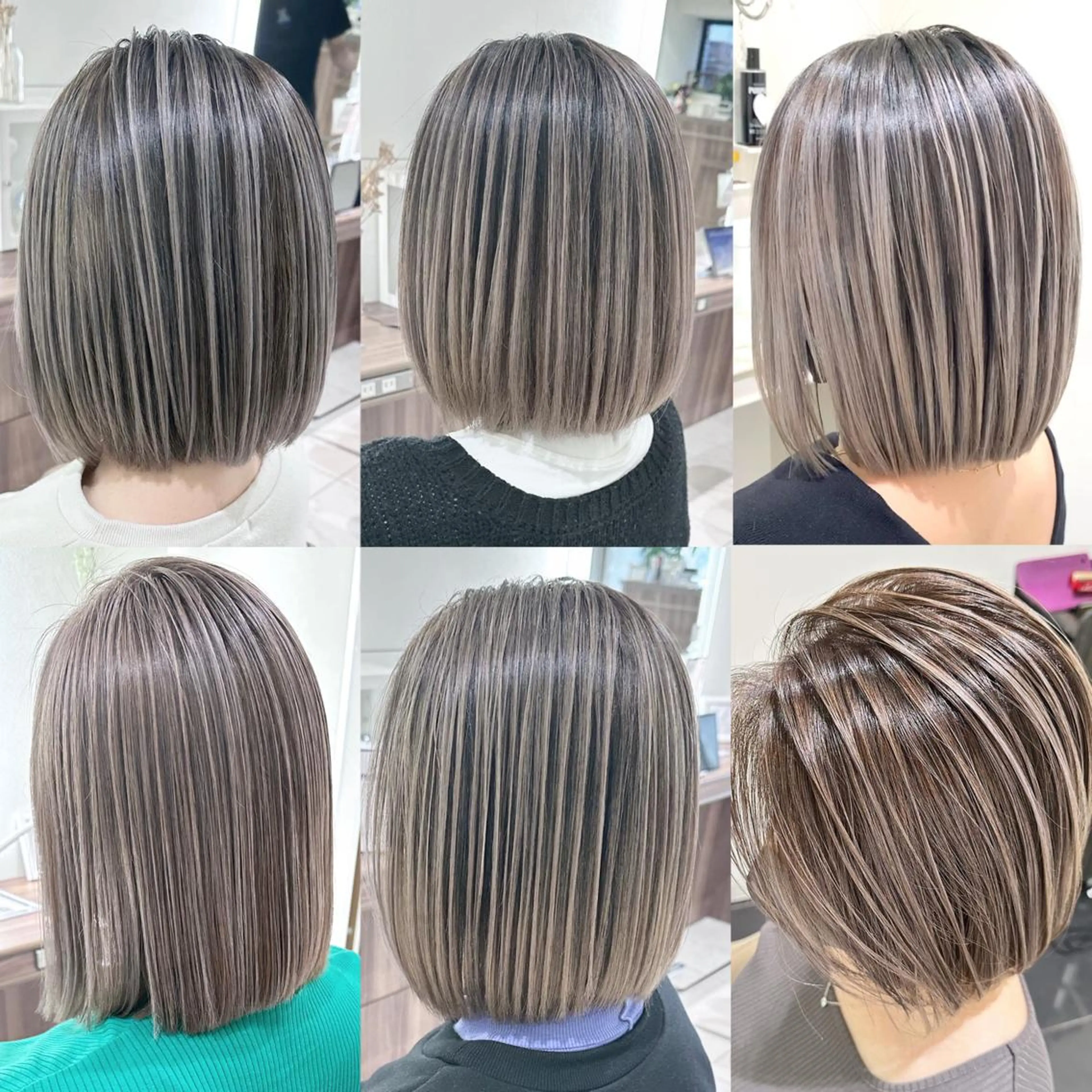 ミディアム カラー バレイヤージュ ボブ レイヤーカット カット ヘアカラー トリートメント 山崎俊輔/髪質改善 /バレイヤージュのヘアスタイル