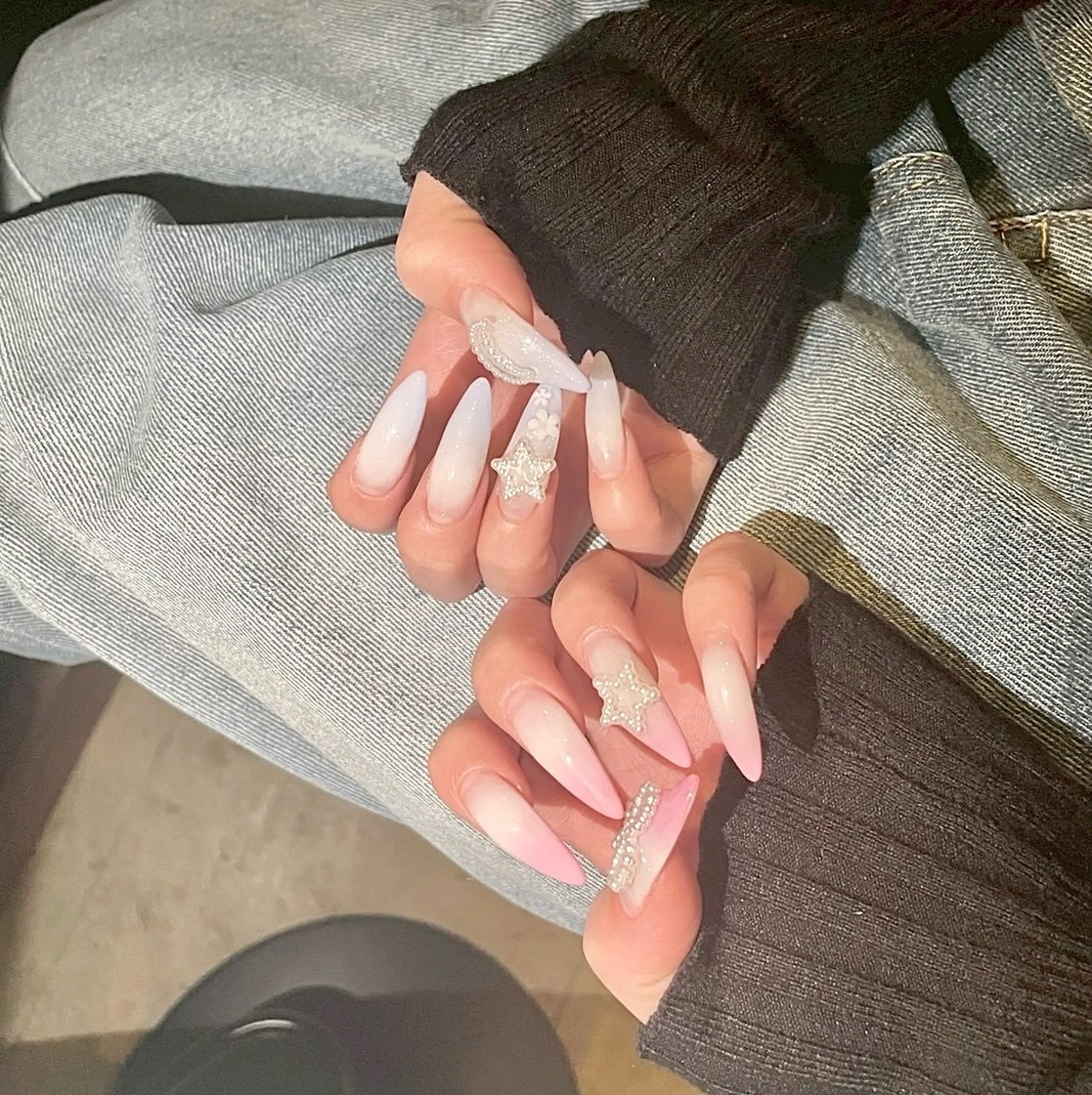 ネイル 長さ出し ジェルネイル グラデーション 韓国ネイル マグネットネイル Ruina 渋谷のネイルデザイン