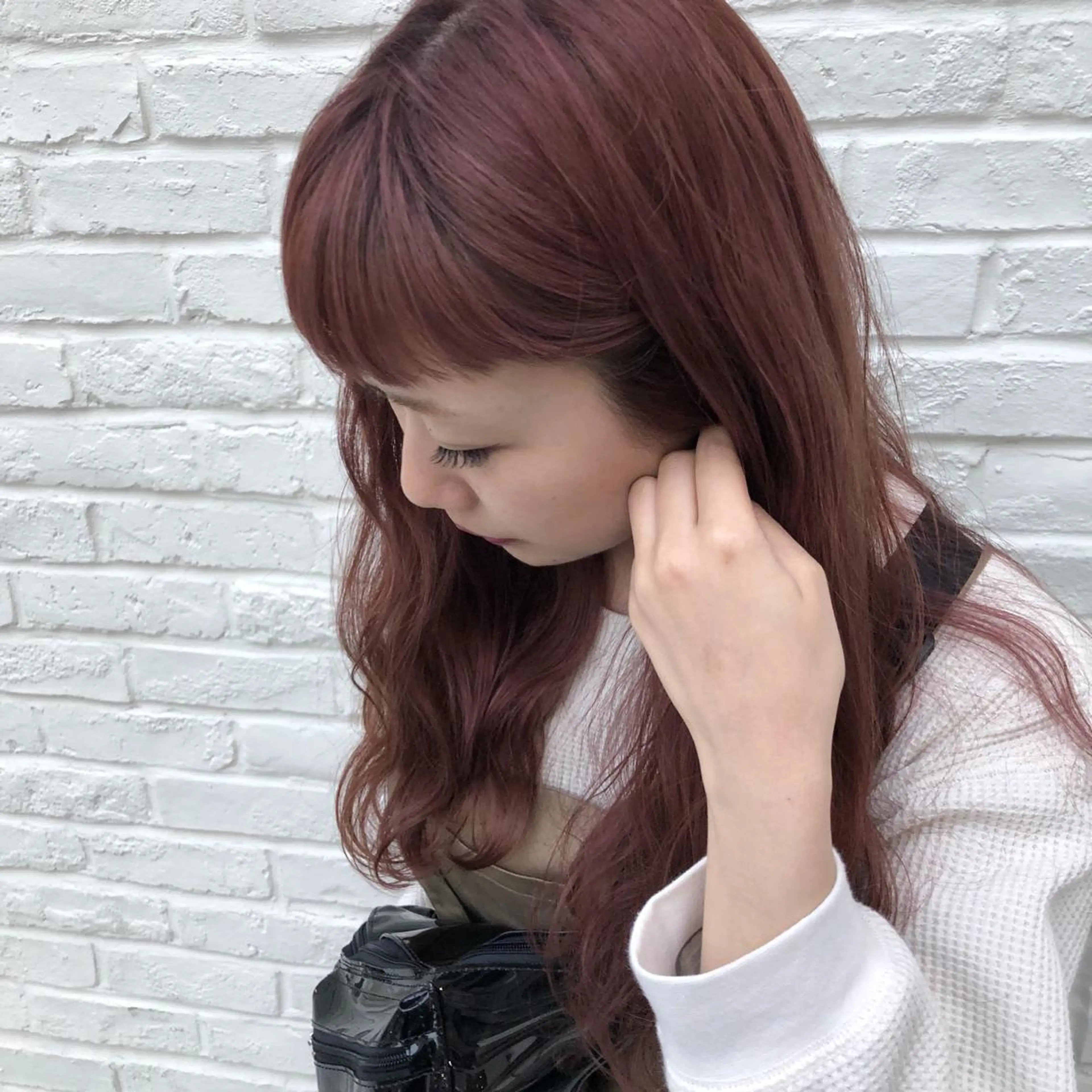 ロング カラー ピンクカラー ニシオカ タクヤのヘアスタイル