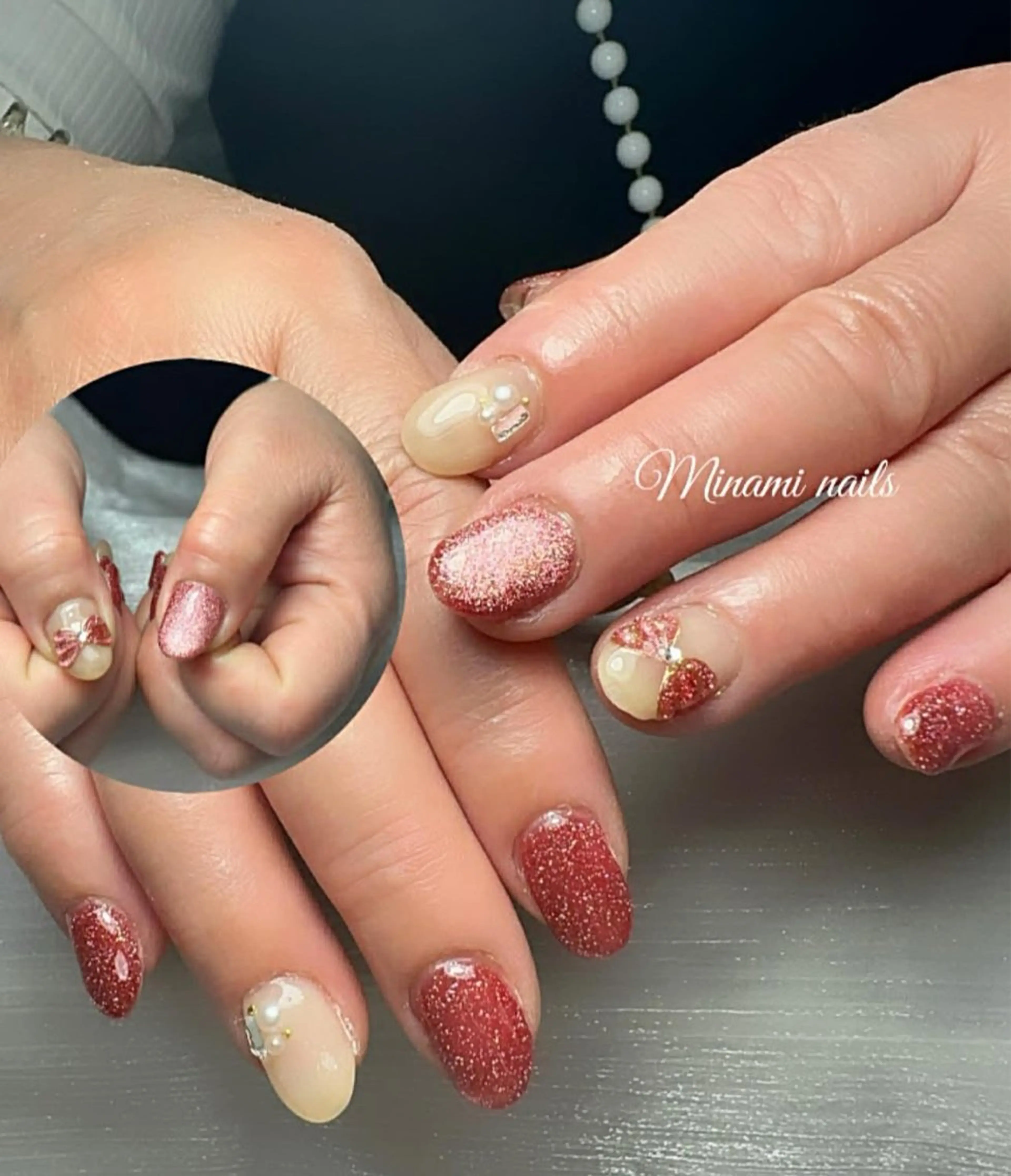 ネイル アートネイル オーロラネイル ガーリー キラキラネイル 韓国ネイル ハンドネイル Minami Nailsのネイルデザイン