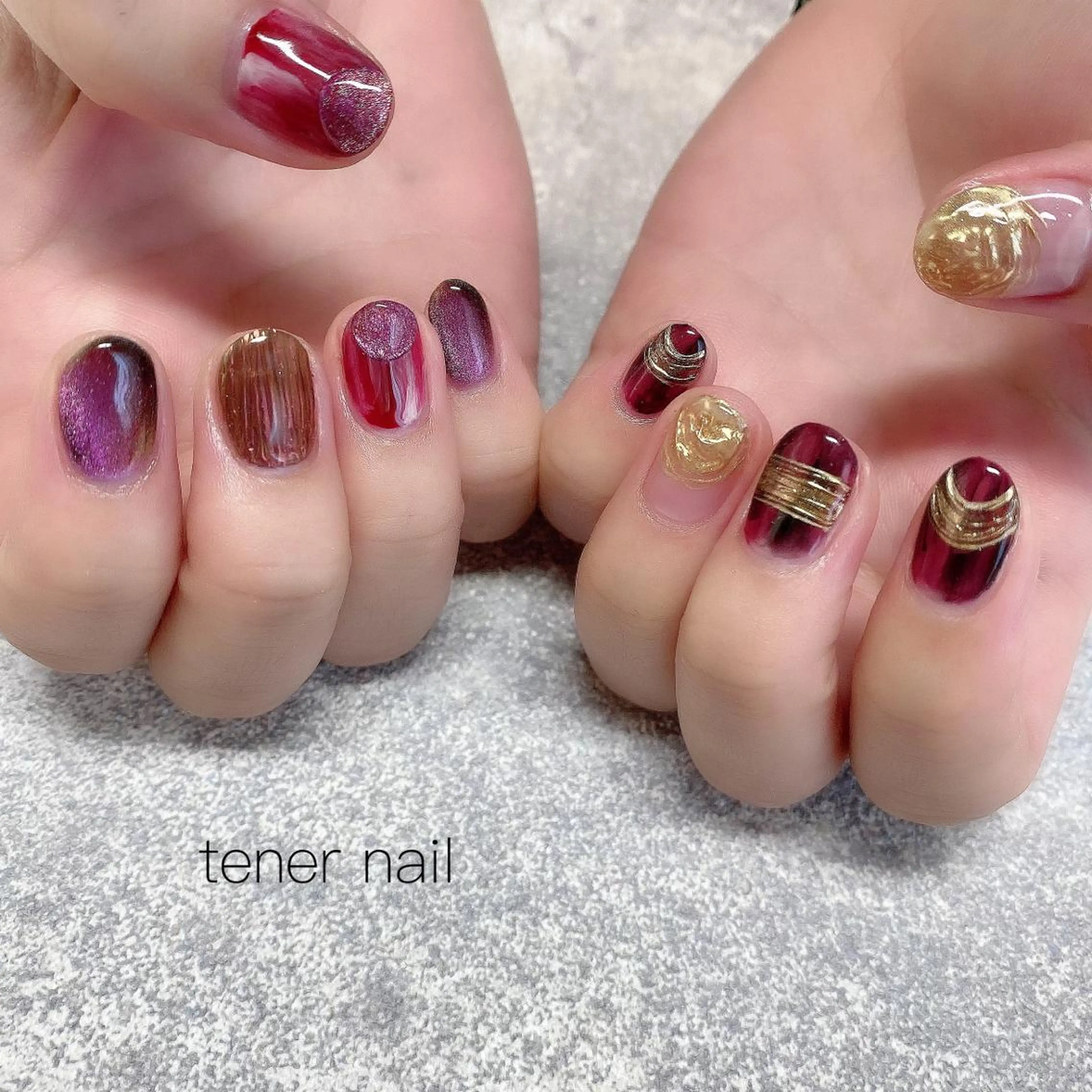 ネイル ボルドー 赤色 tener  nail  テネルネイル所属・テネルネイル tener nailのネイルデザイン
