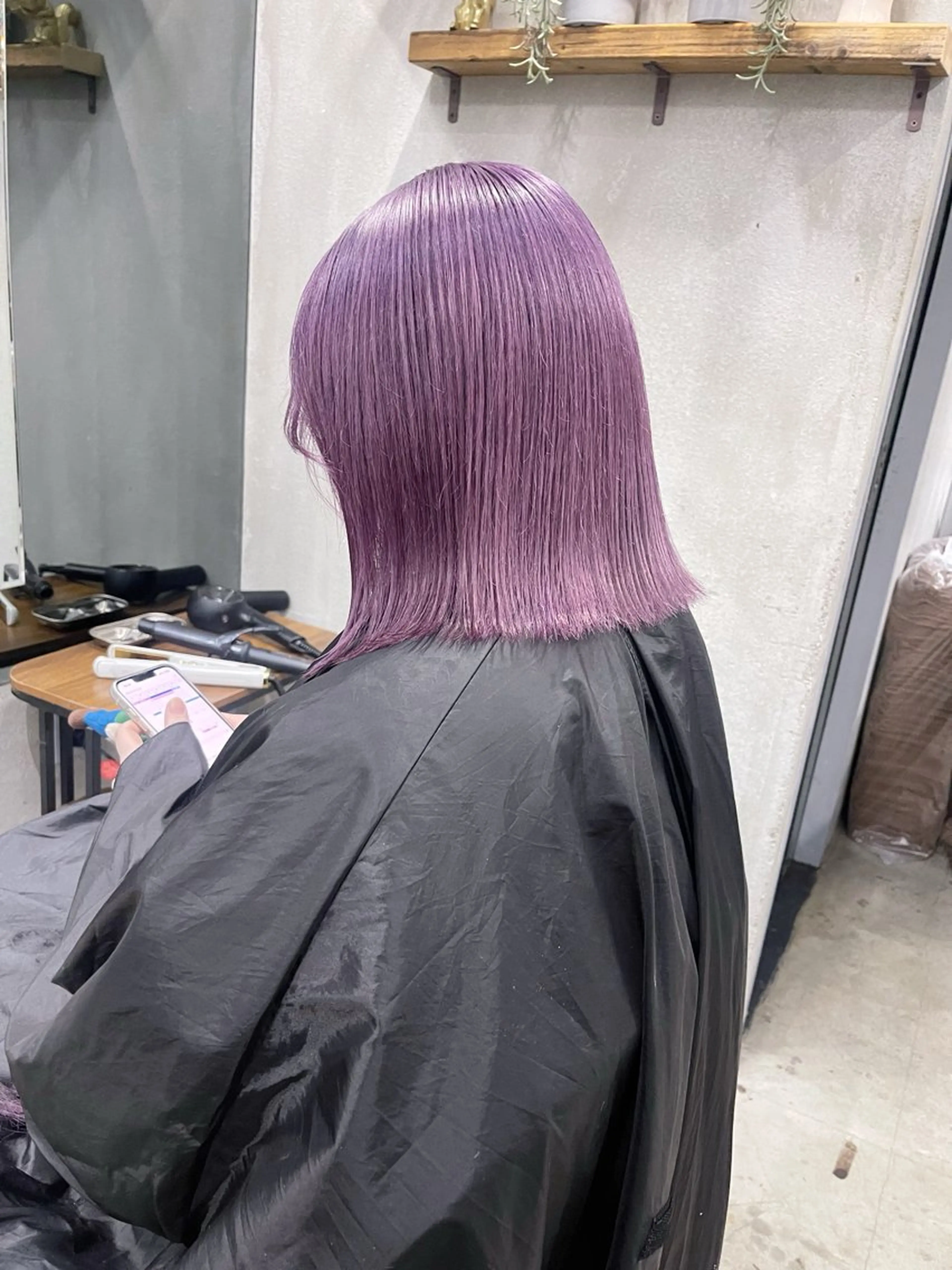 ミディアム カラー ラベンダーカラー ピンクカラー ピンクラベンダー AiM 大名　似合わせカットのヘアスタイル