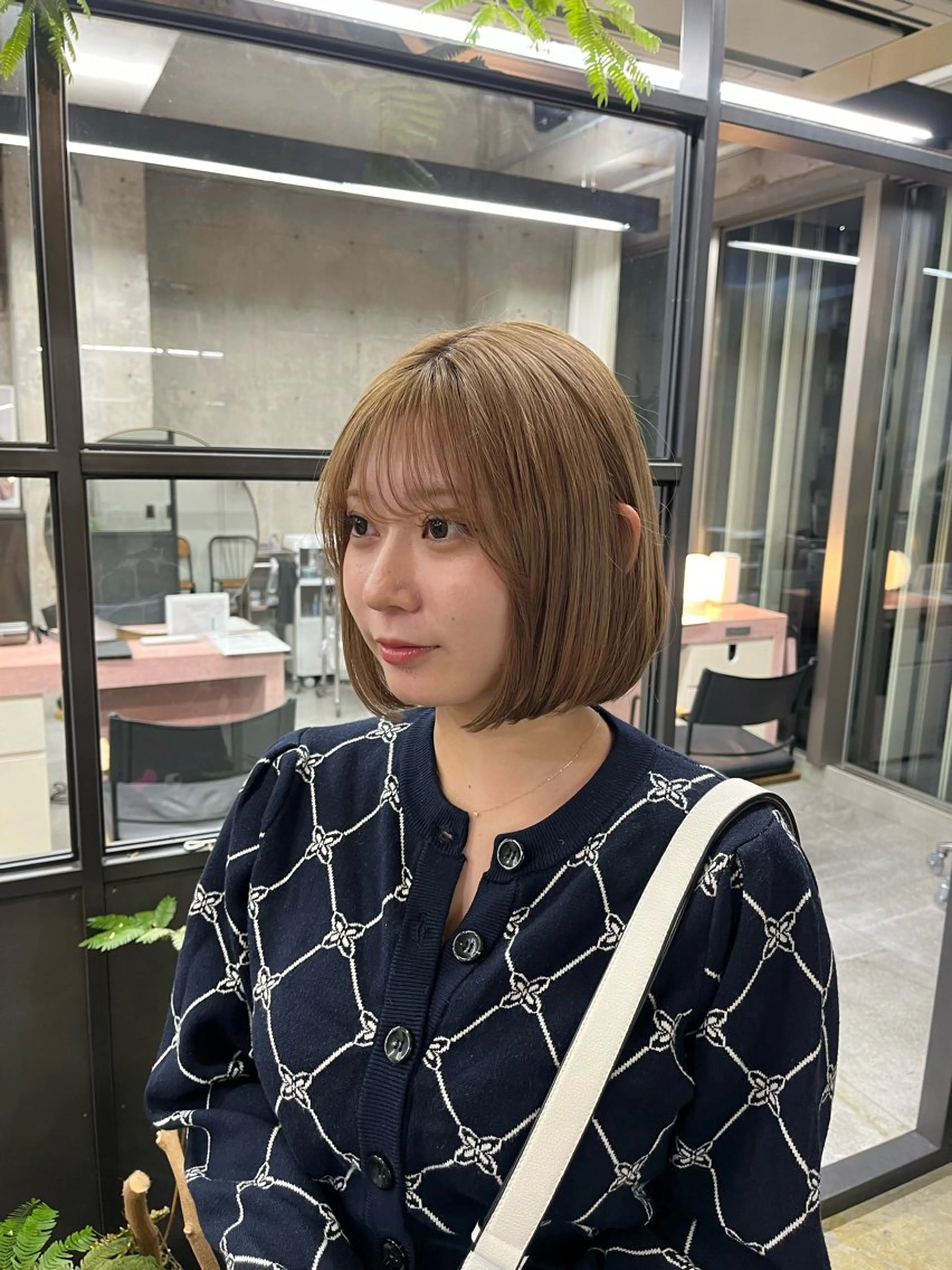 ミディアム ヘアカラー パーマ/オリーブ/ 酸性ストレート/ゆなのヘアスタイル