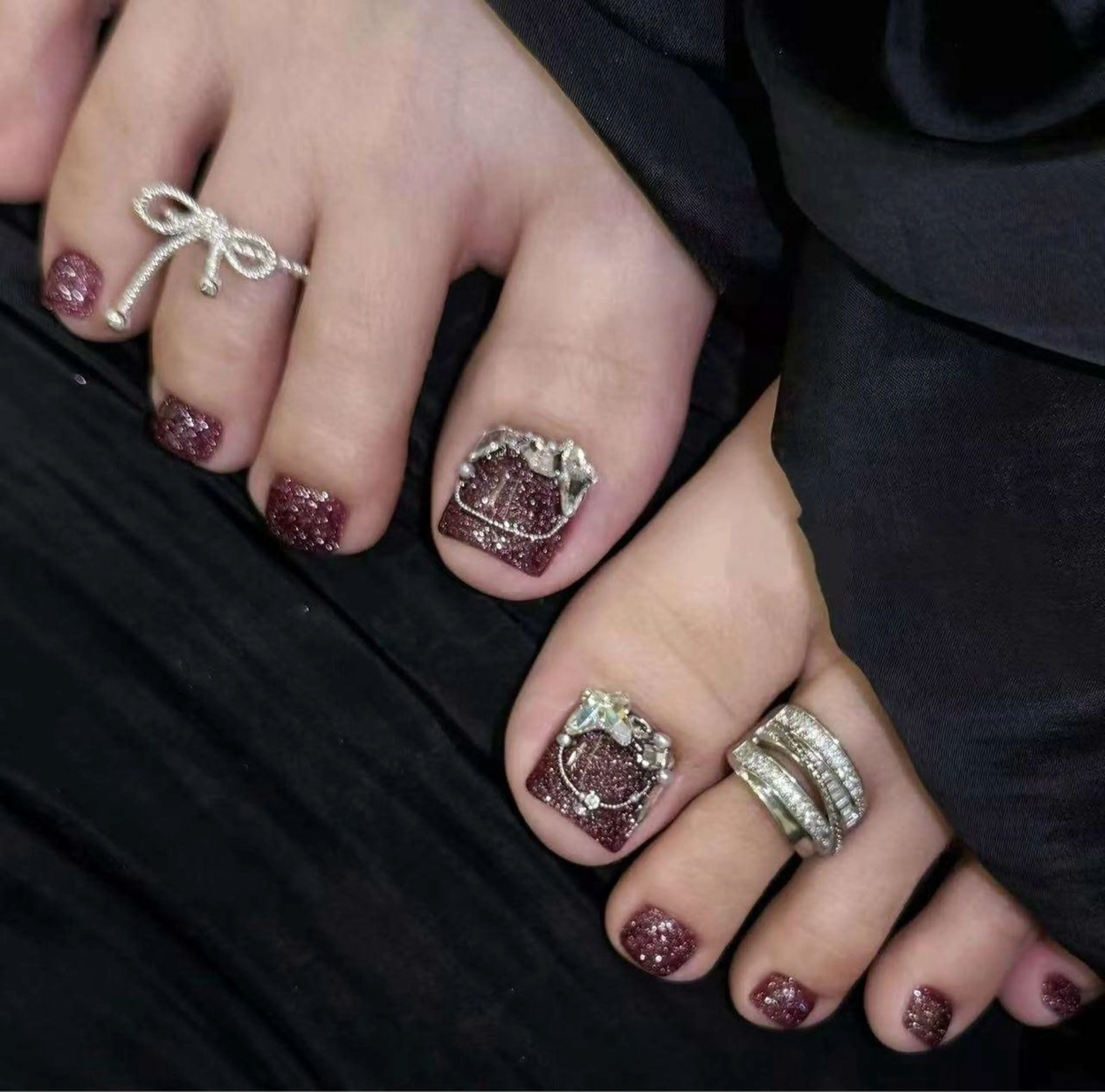 ネイル オーロラネイル フラワーネイル フットネイル フレンチネイル ジェルネイル フットネイル BabyYouMi nailのネイルデザイン